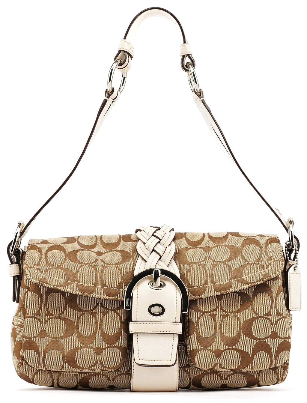 6314 Beige White Signature Soho Shoulder Bag