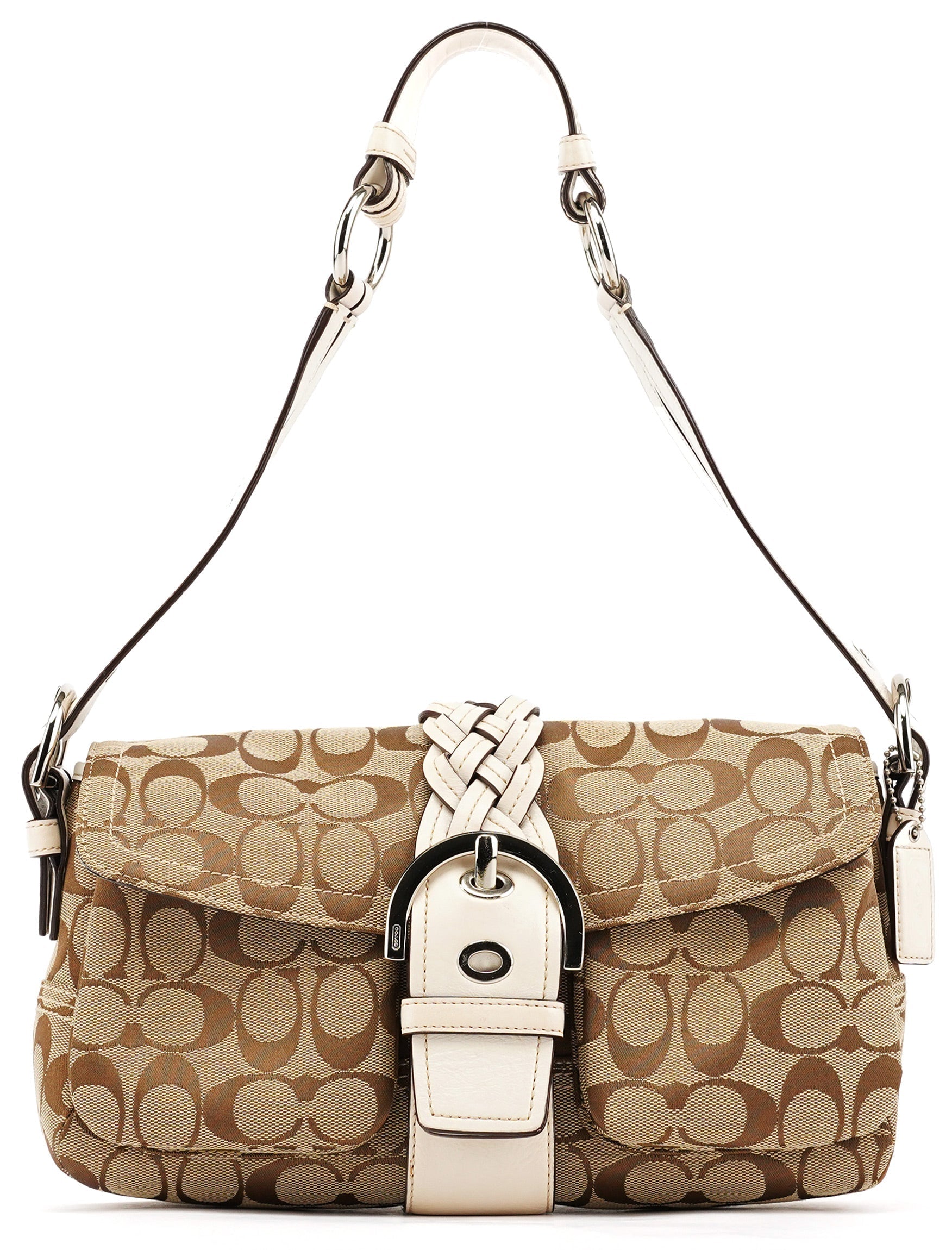 6314 Beige White Signature Soho Shoulder Bag