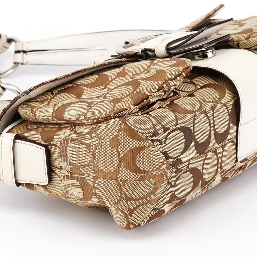 6314 Beige White Signature Soho Shoulder Bag
