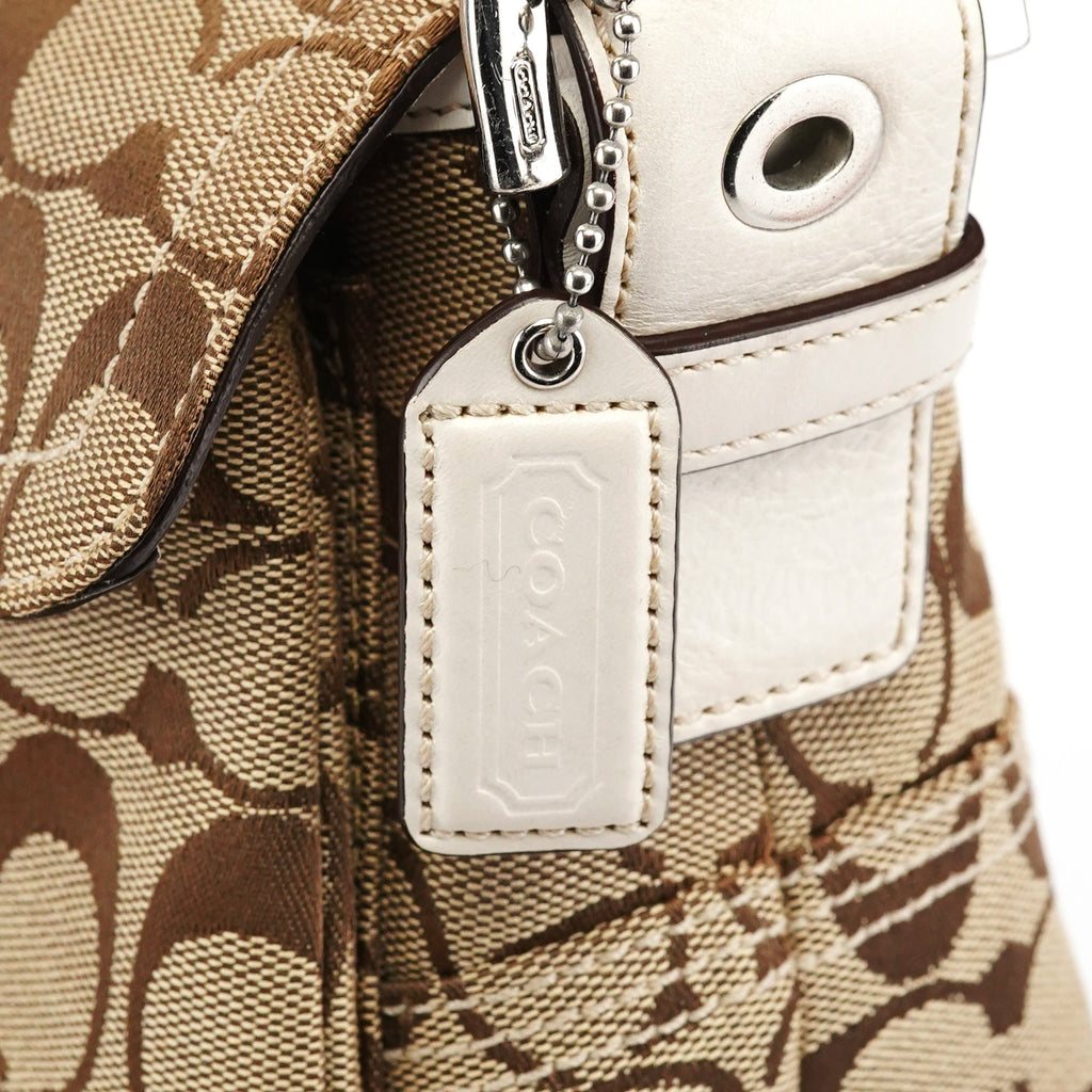 6314 Beige White Signature Soho Shoulder Bag