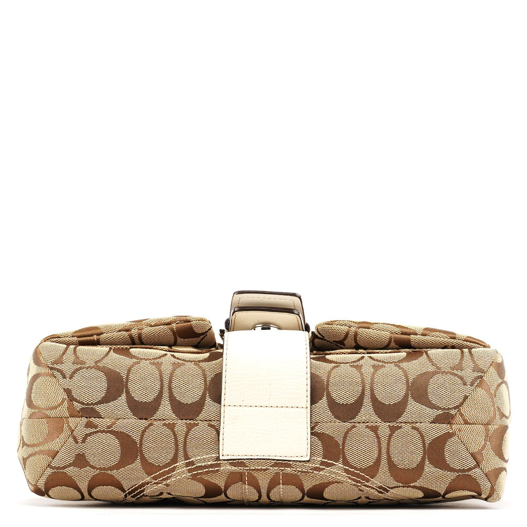 6314 Beige White Signature Soho Shoulder Bag