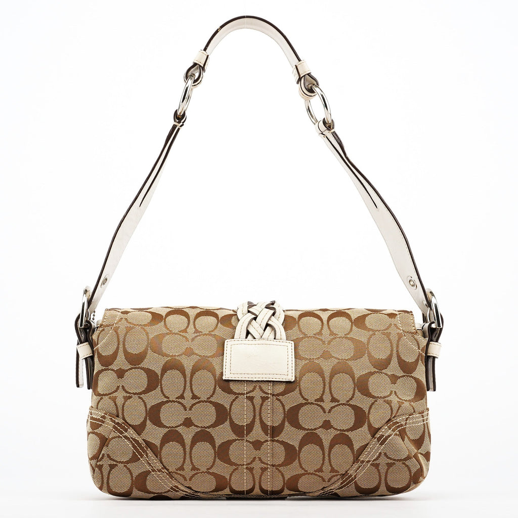 6314 Beige White Signature Soho Shoulder Bag