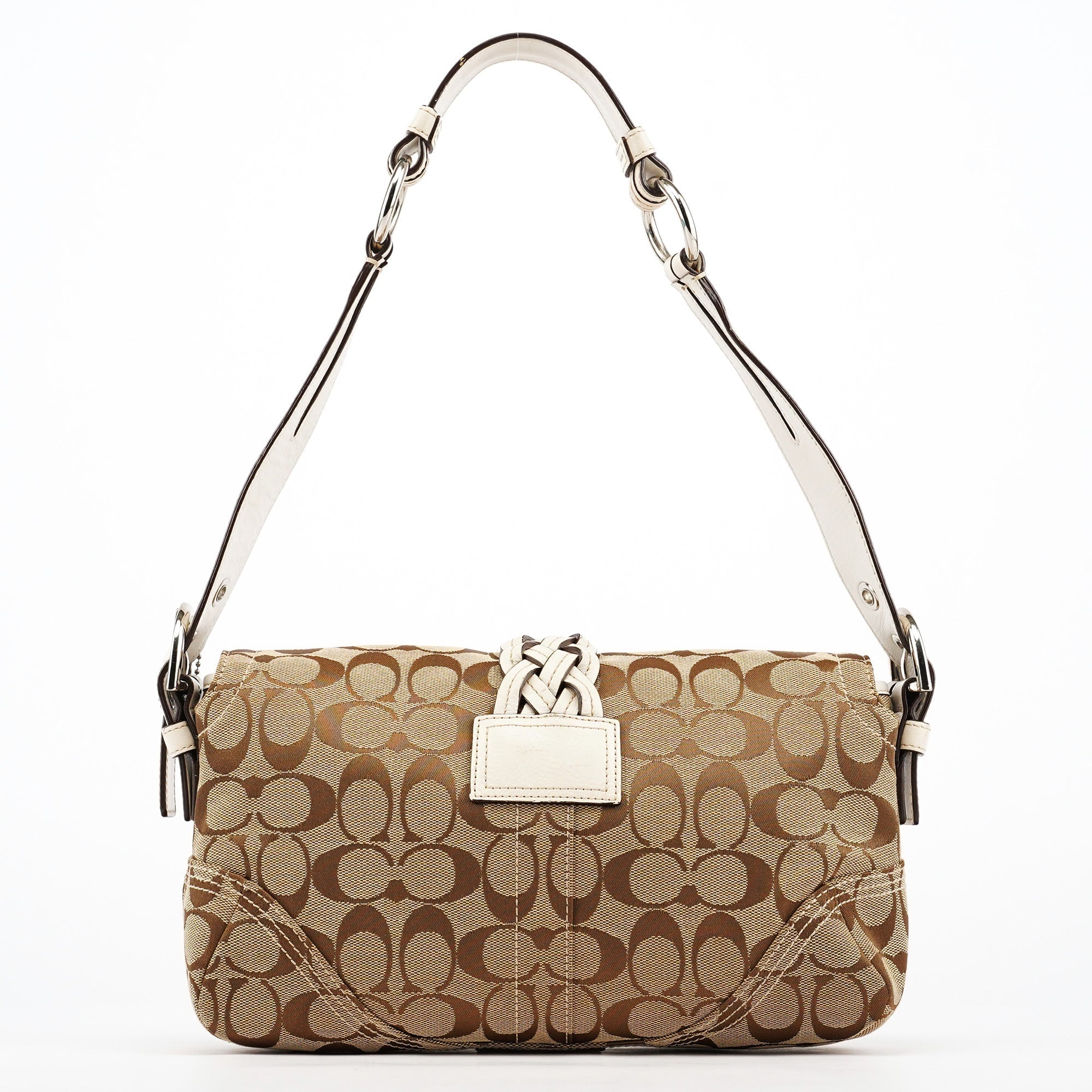 6314 Beige White Signature Soho Shoulder Bag