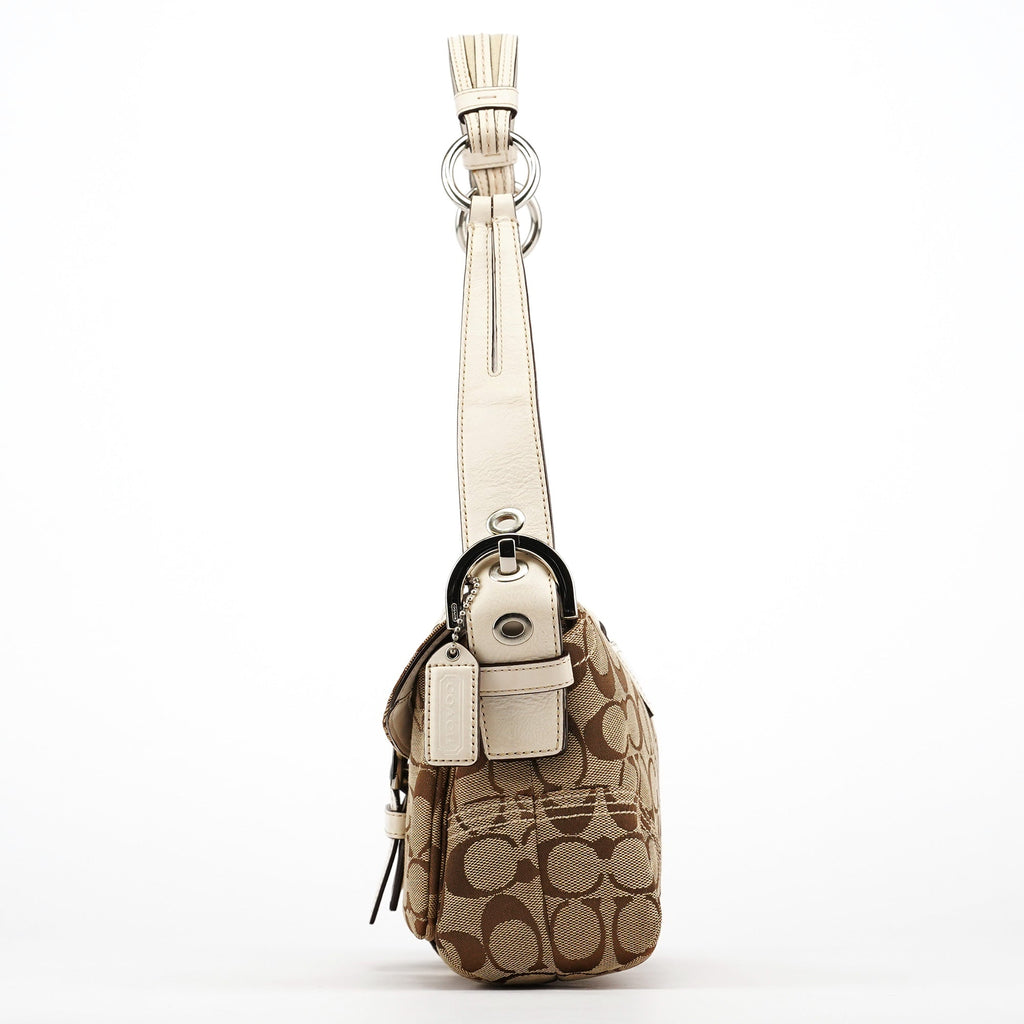 6314 Beige White Signature Soho Shoulder Bag