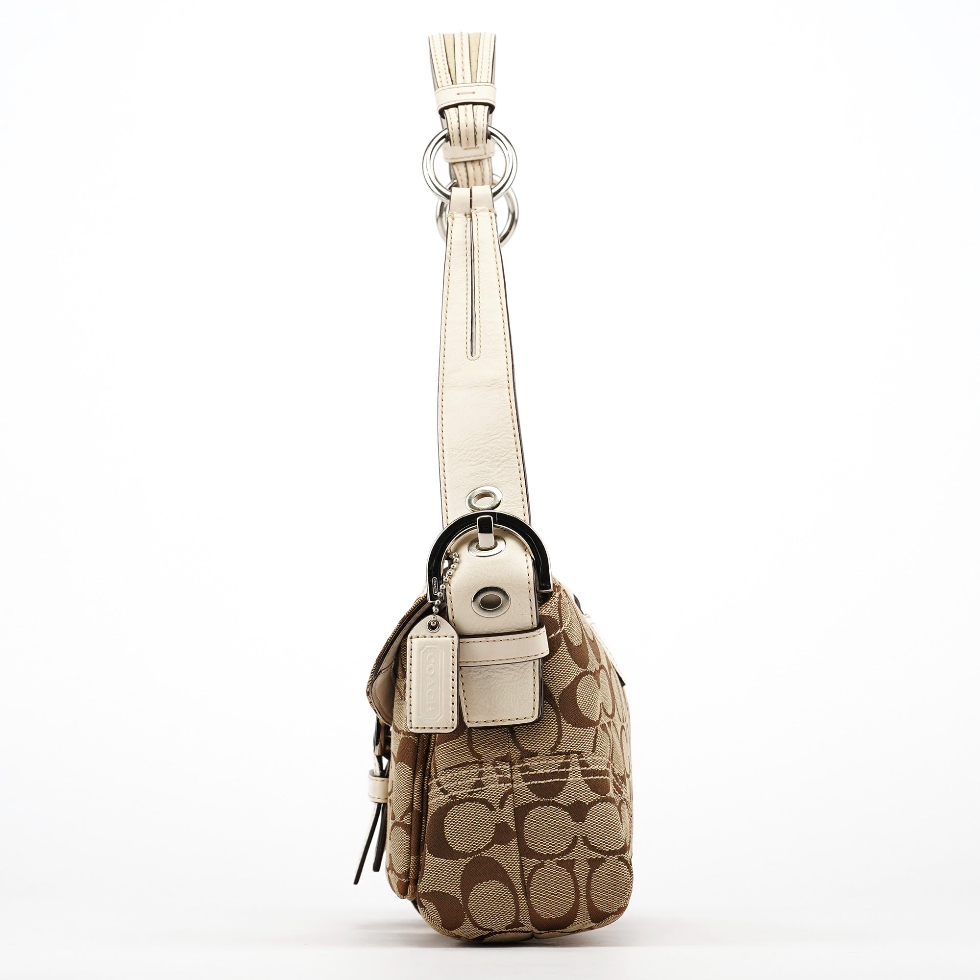 6314 Beige White Signature Soho Shoulder Bag