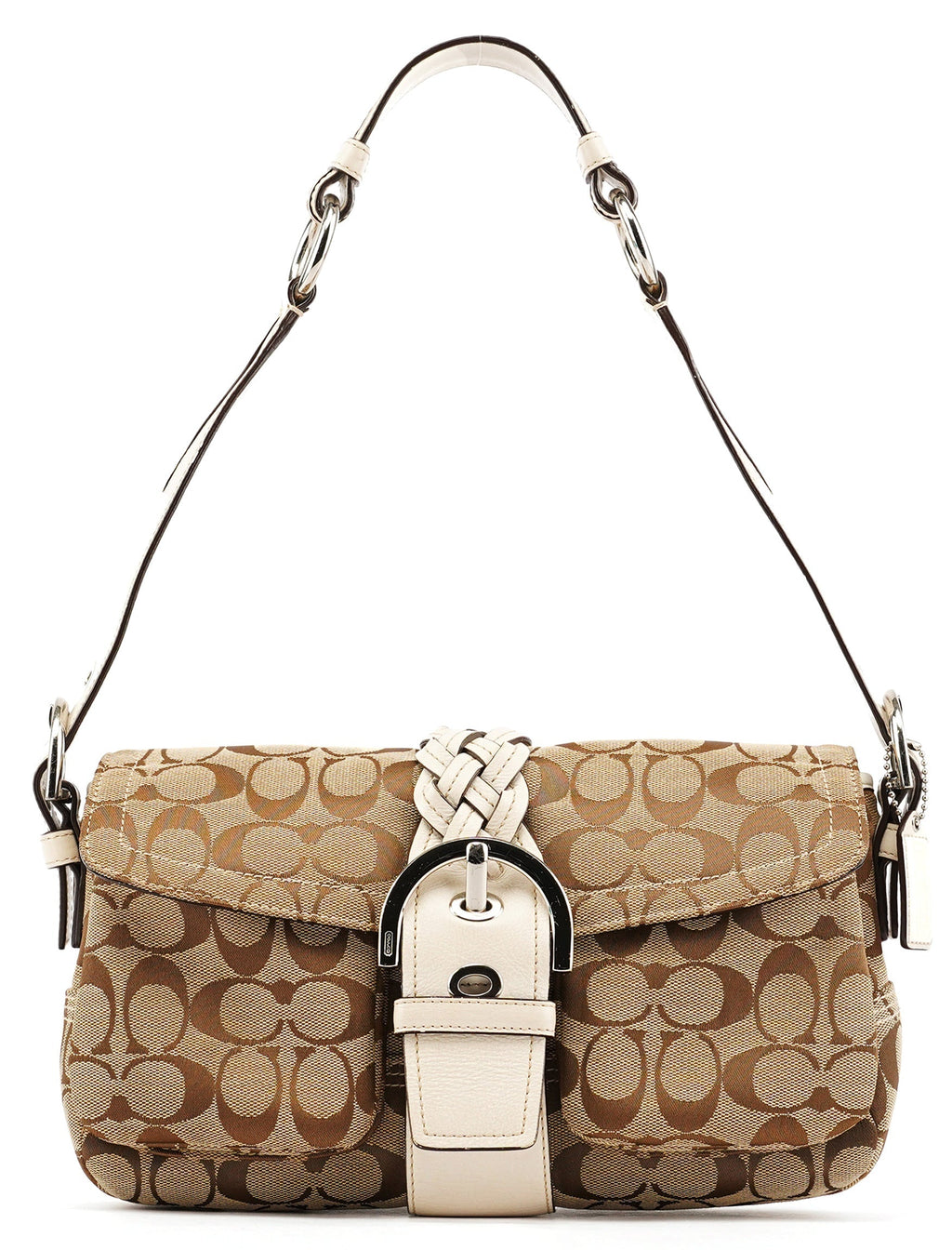 6314 Beige White Signature Soho Shoulder Bag