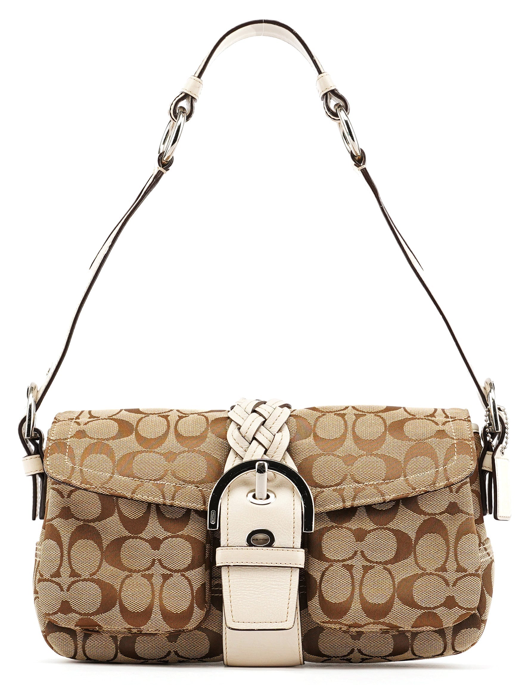 6314 Beige White Signature Soho Shoulder Bag