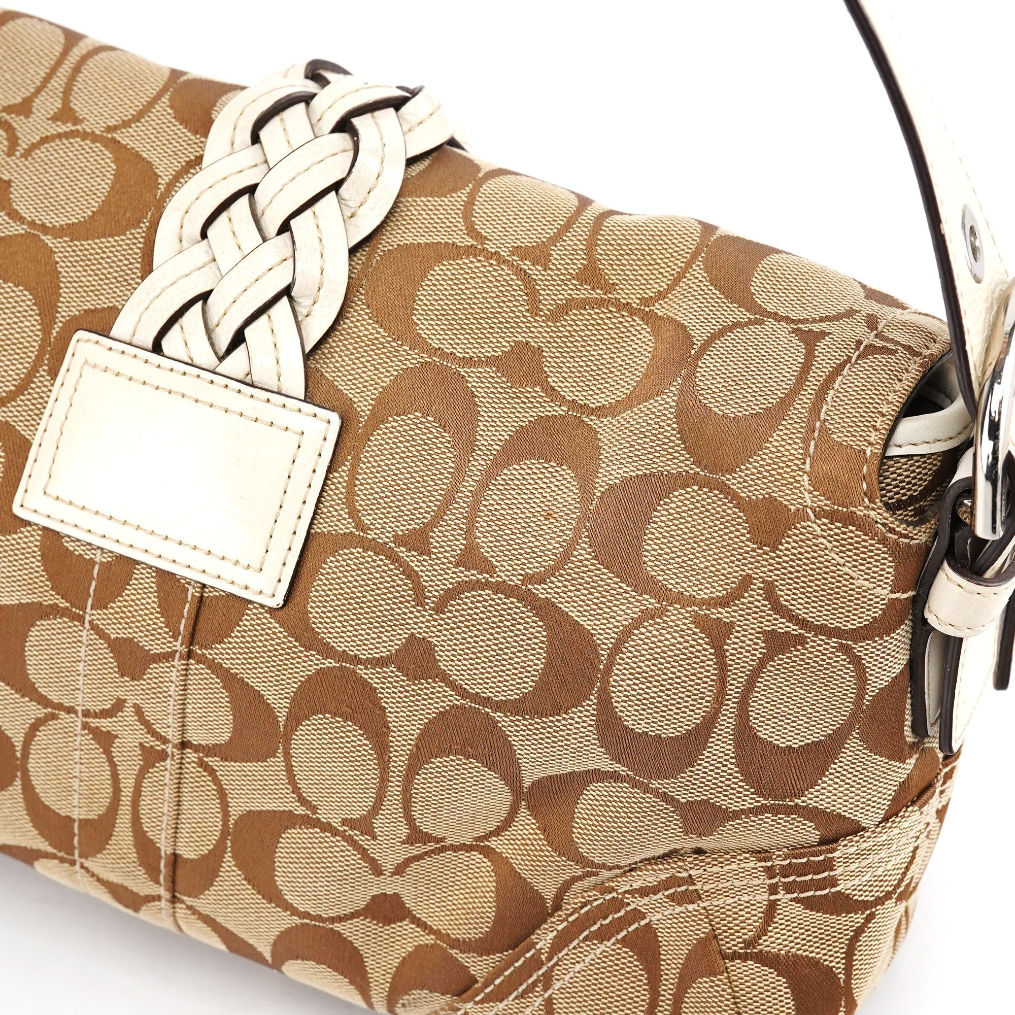 6314 Beige White Soho Shoulder Bag