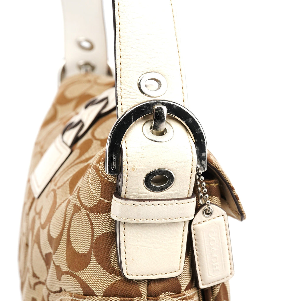 6314 Beige White Soho Shoulder Bag