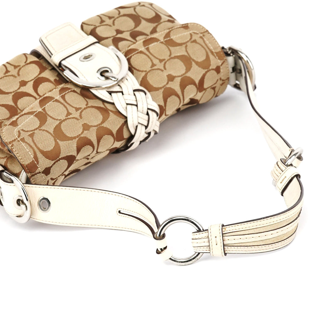6314 Beige White Soho Shoulder Bag
