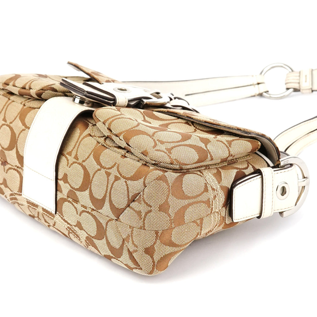 6314 Beige White Soho Shoulder Bag