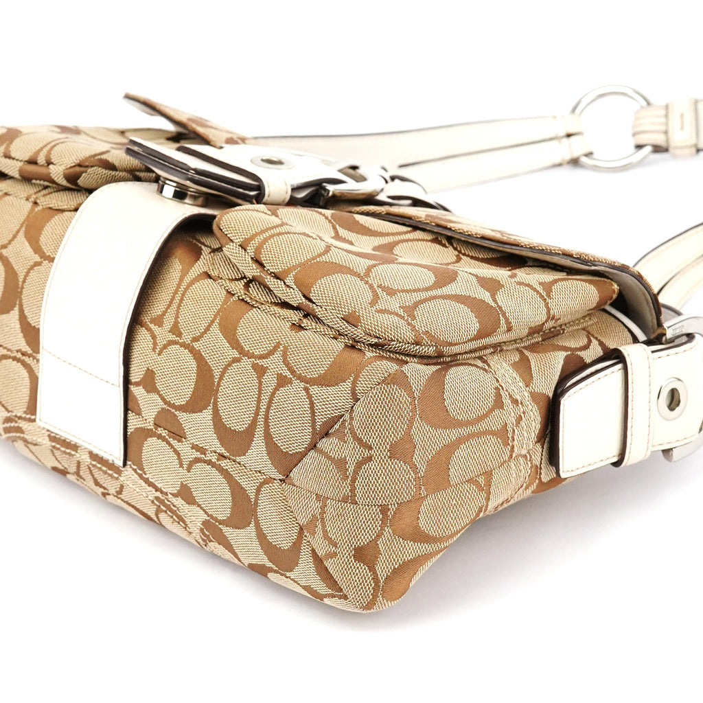 6314 Beige White Soho Shoulder Bag