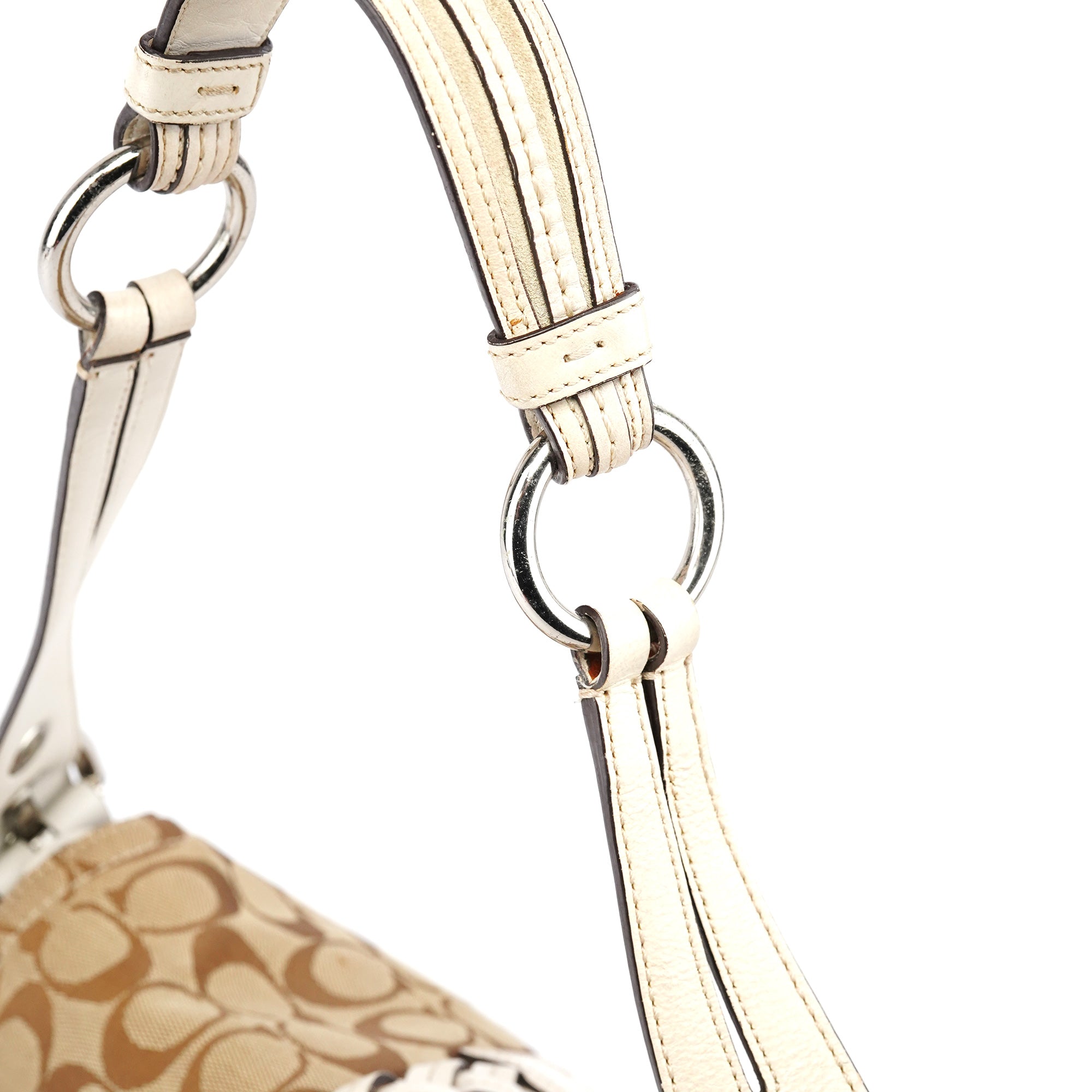 6314 Beige White Soho Shoulder Bag