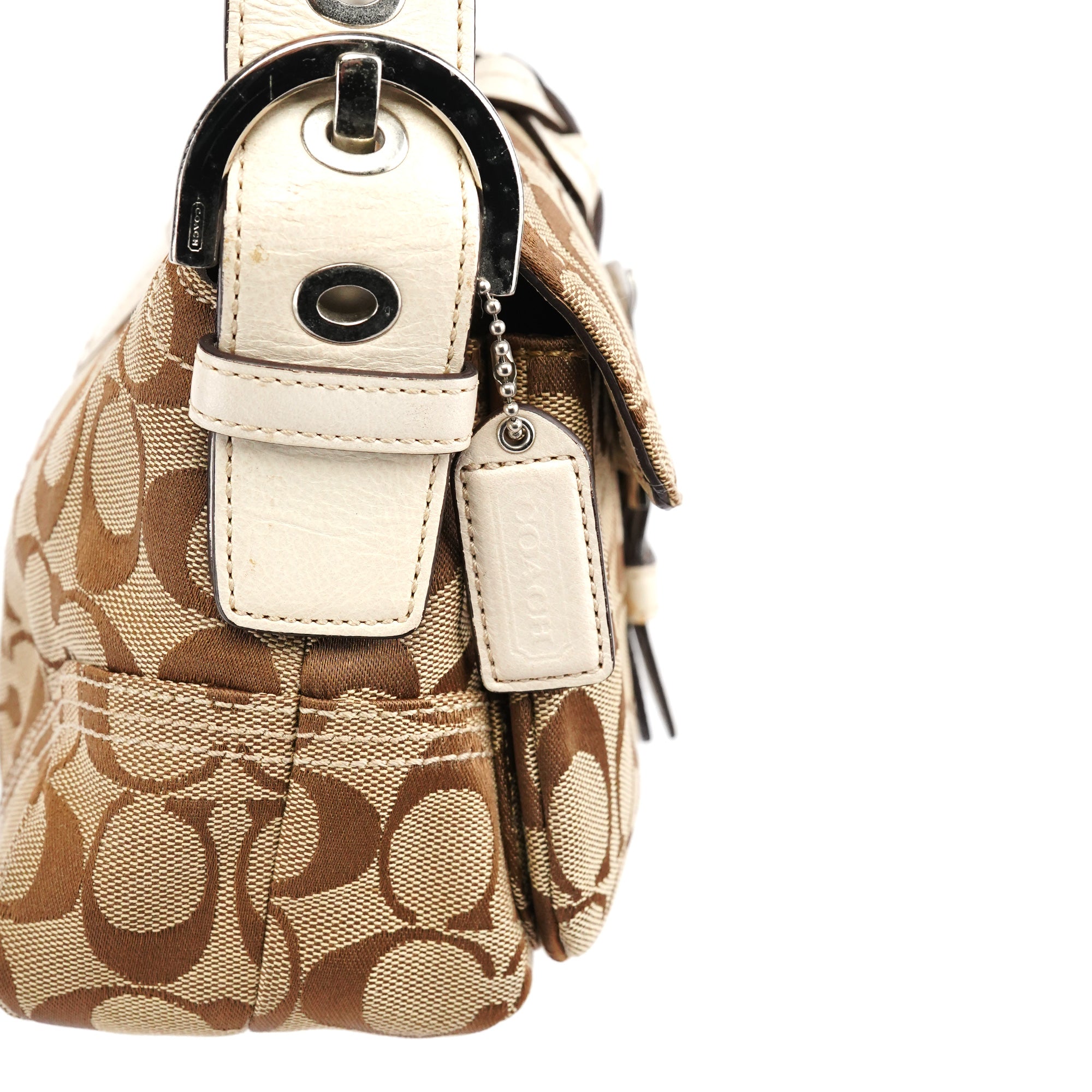 6314 Beige White Soho Shoulder Bag