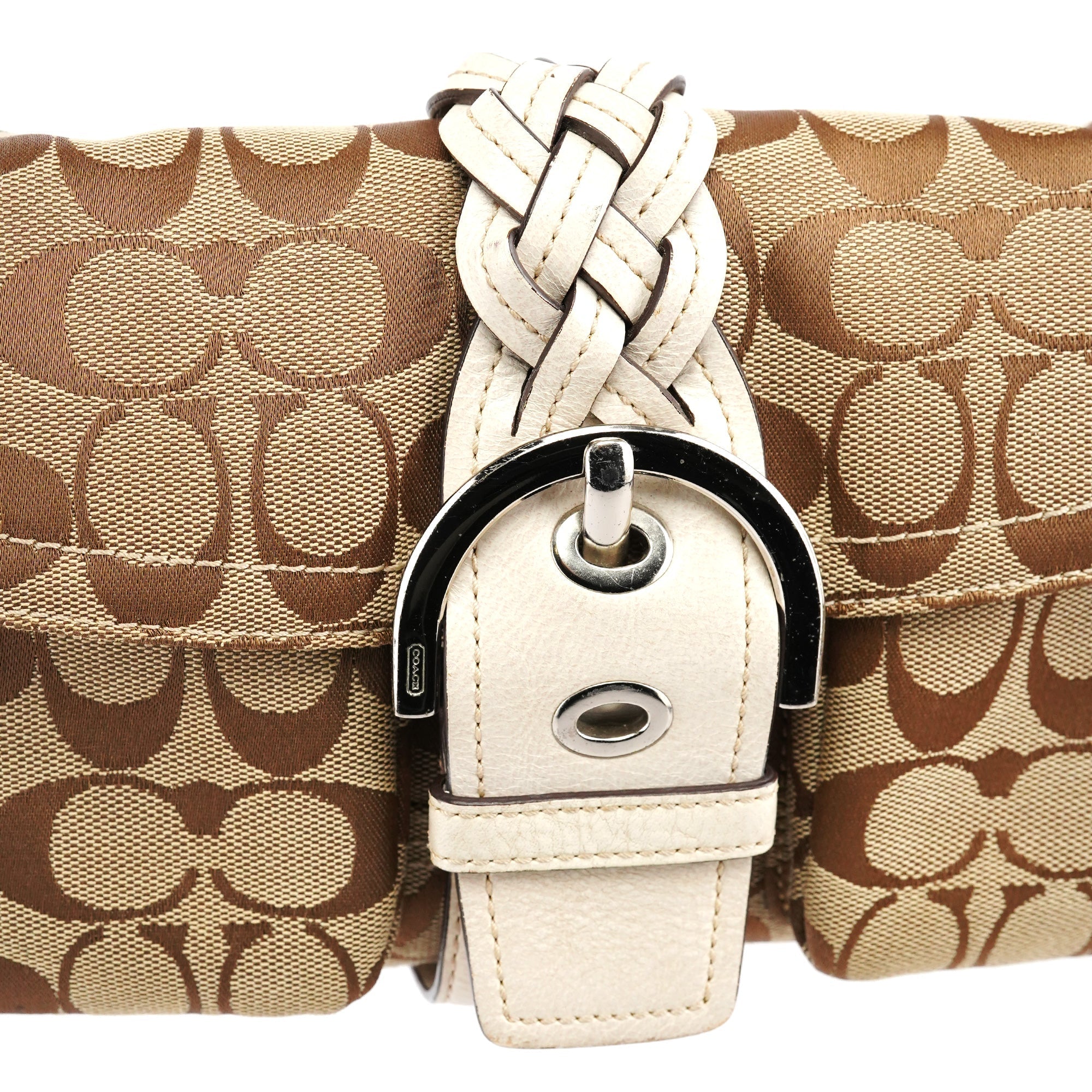 6314 Beige White Soho Shoulder Bag