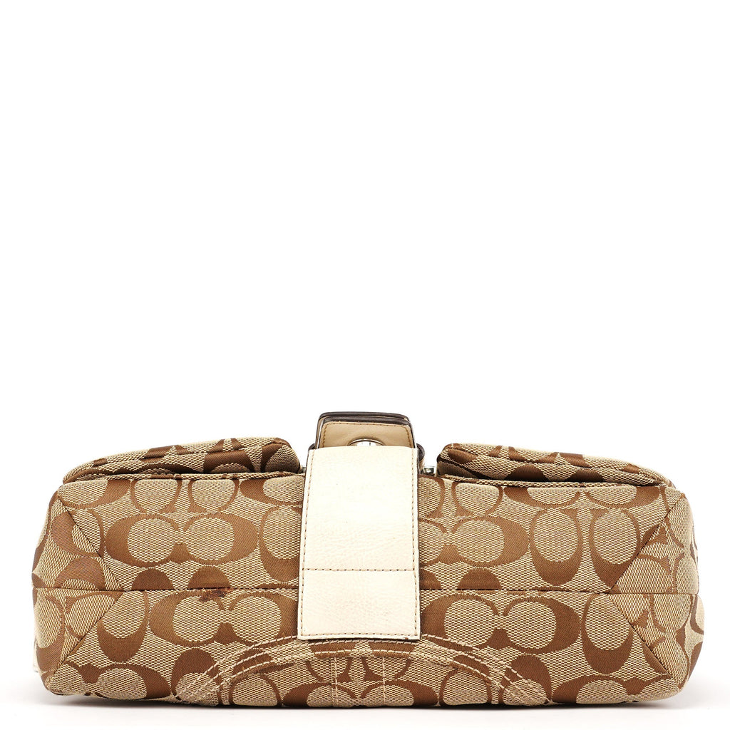 6314 Beige White Soho Shoulder Bag