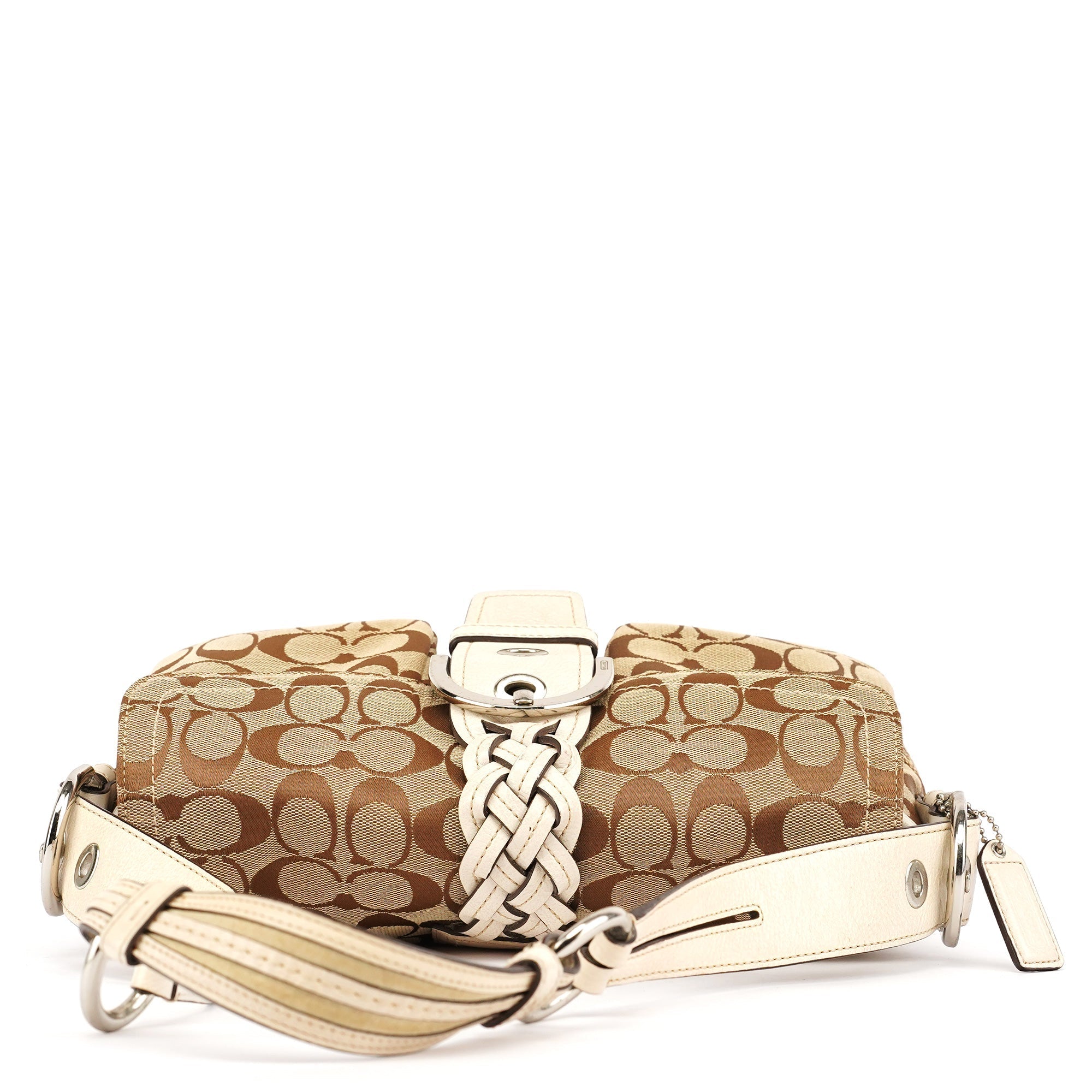 6314 Beige White Soho Shoulder Bag