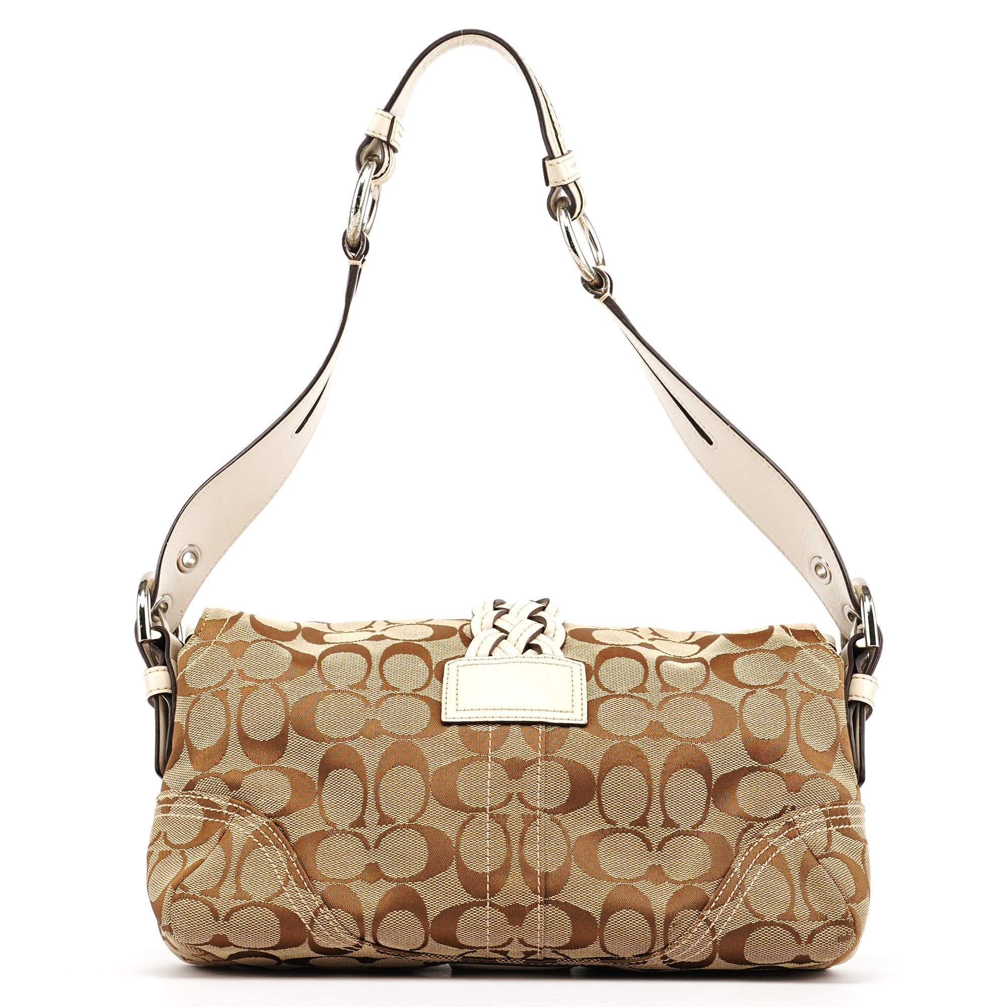 6314 Beige White Soho Shoulder Bag