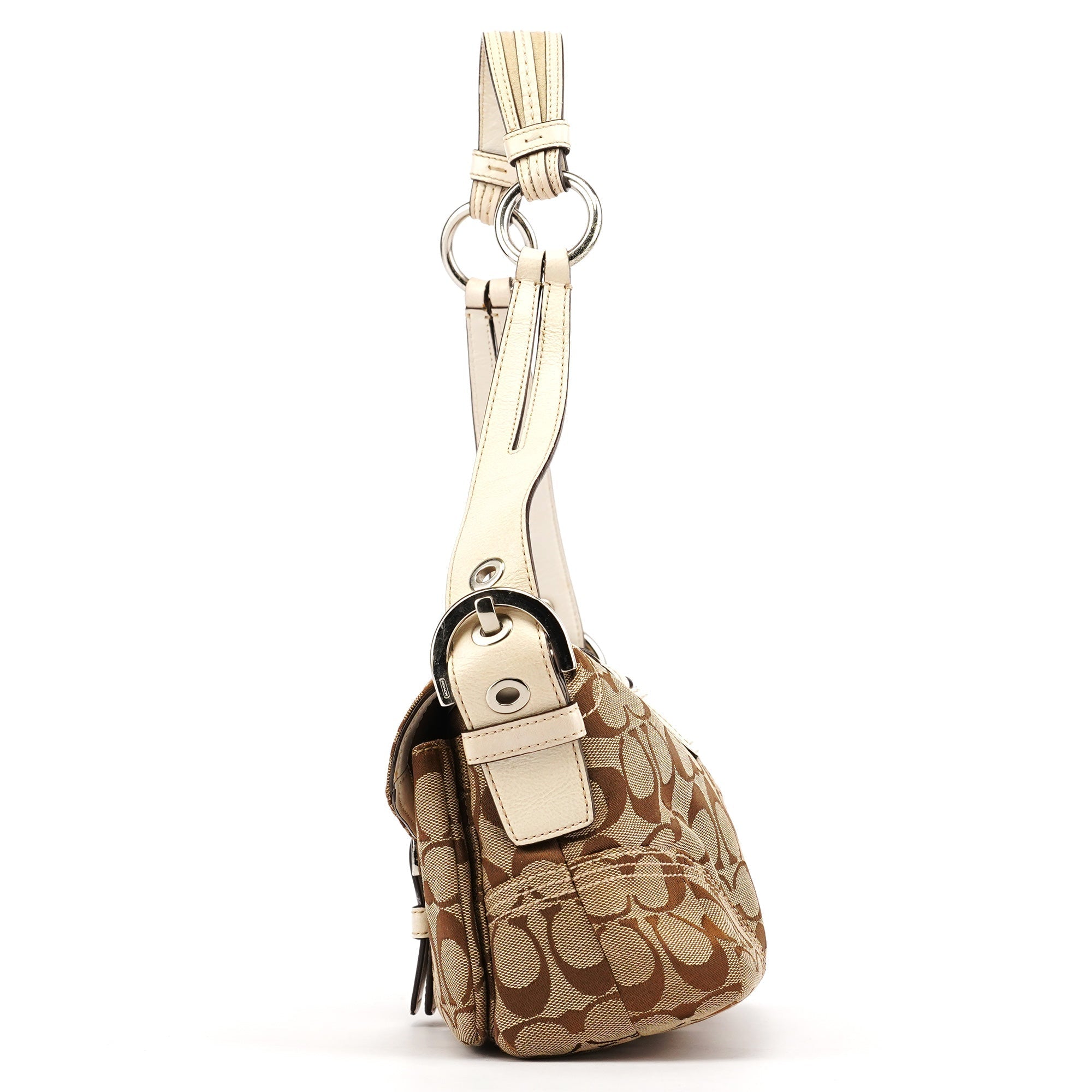 6314 Beige White Soho Shoulder Bag