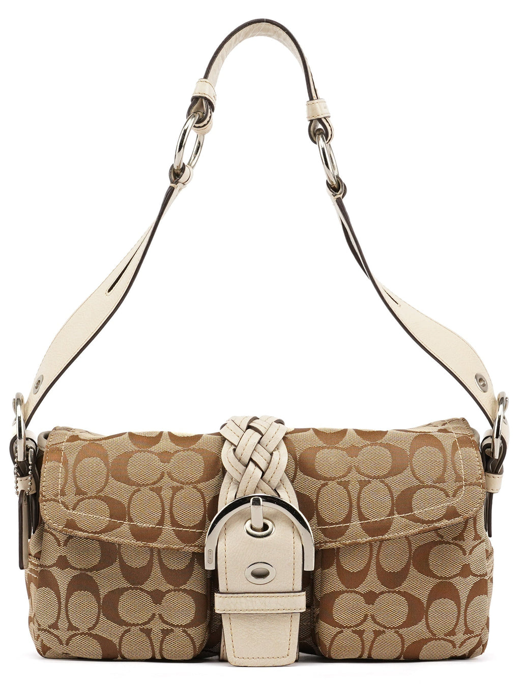 6314 Beige White Soho Shoulder Bag