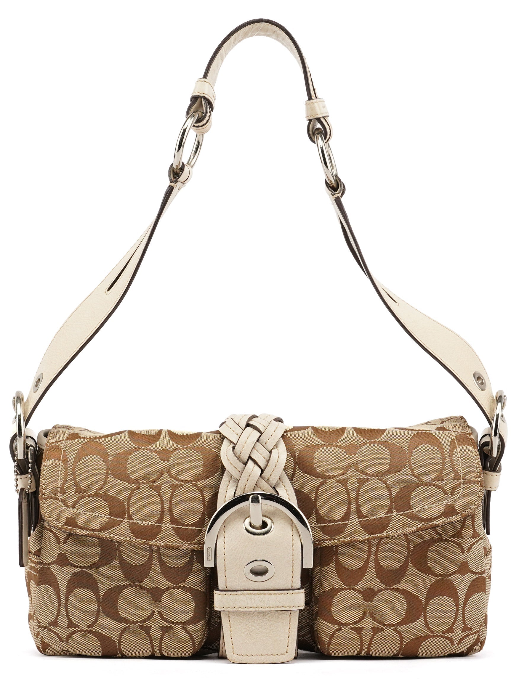 6314 Beige White Soho Shoulder Bag