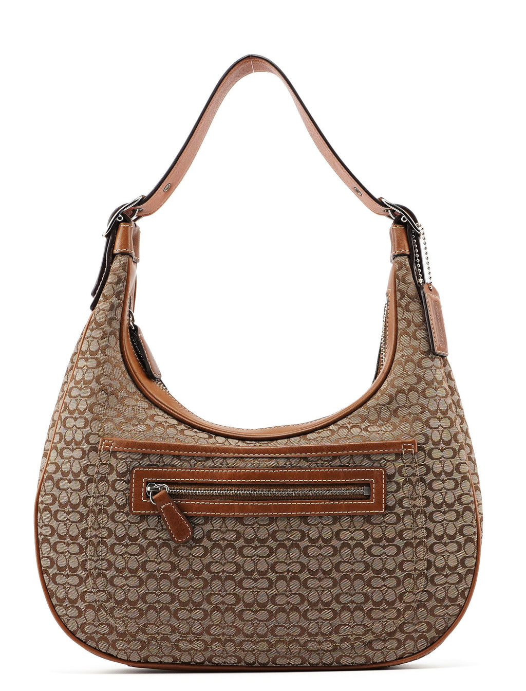6343 Beige Signature C Crescent Shoulder Bag
