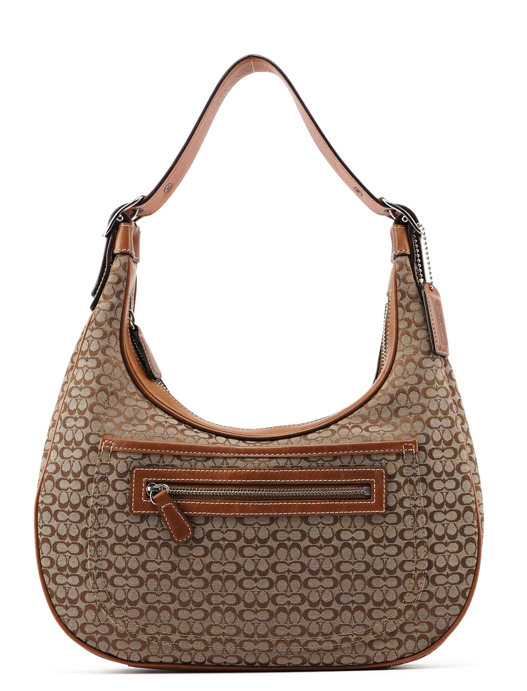 6343 Beige Signature C Crescent Shoulder Bag