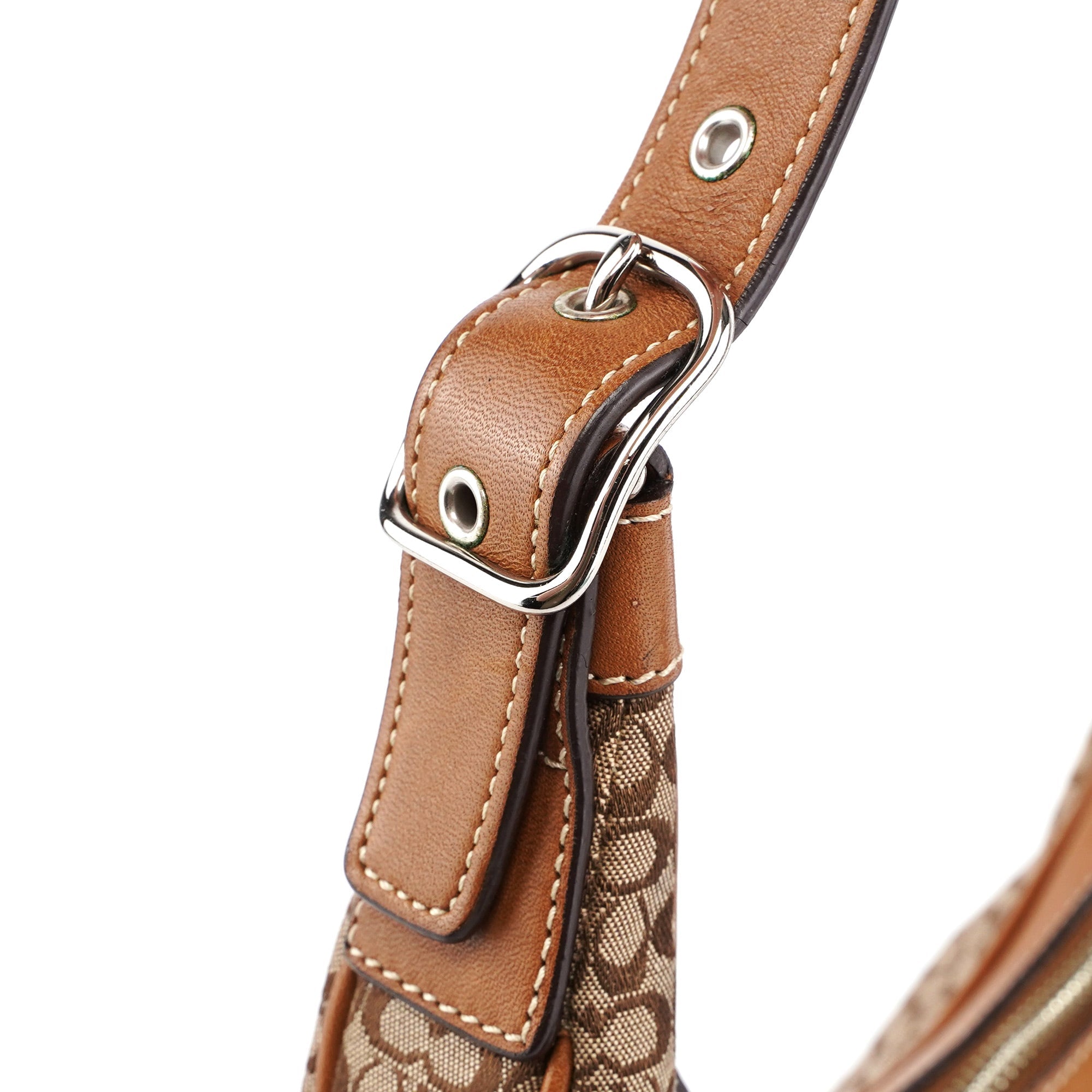 6343 Beige Signature C Crescent Shoulder Bag
