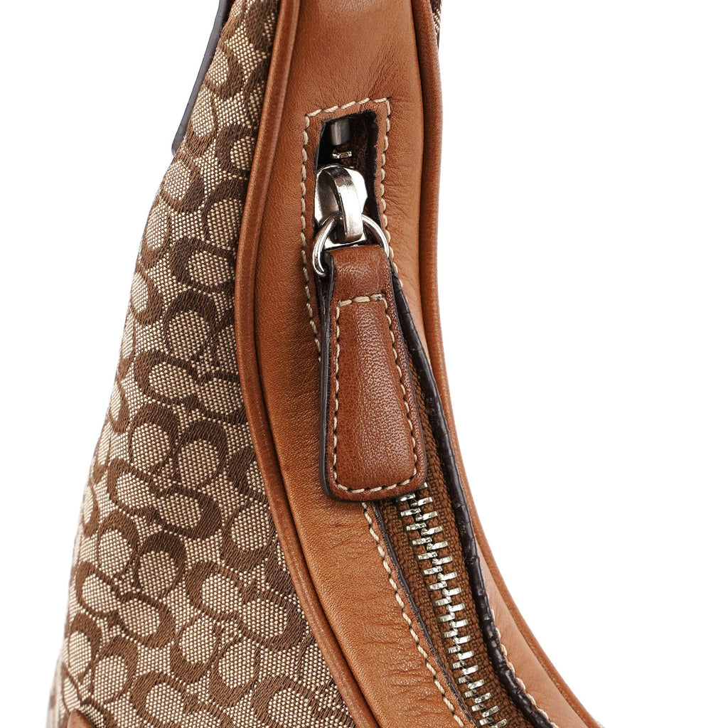 6343 Beige Signature C Crescent Shoulder Bag
