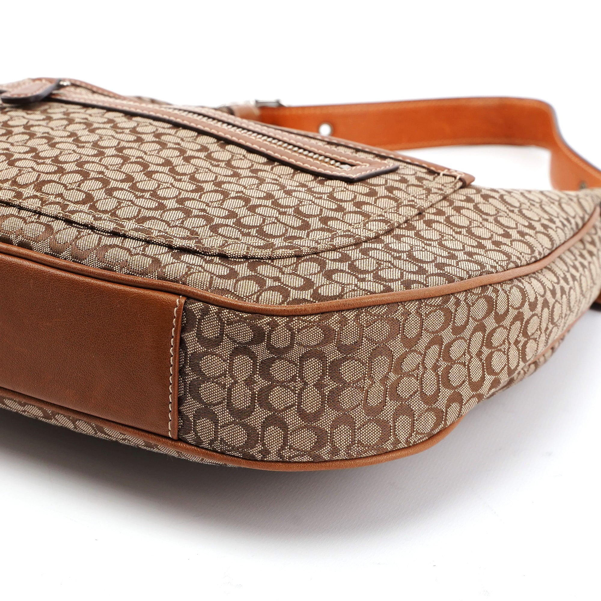 6343 Beige Signature C Crescent Shoulder Bag