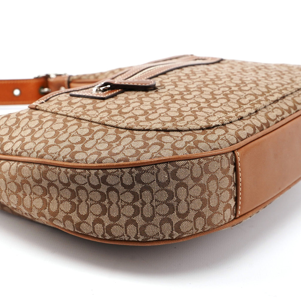 6343 Beige Signature C Crescent Shoulder Bag