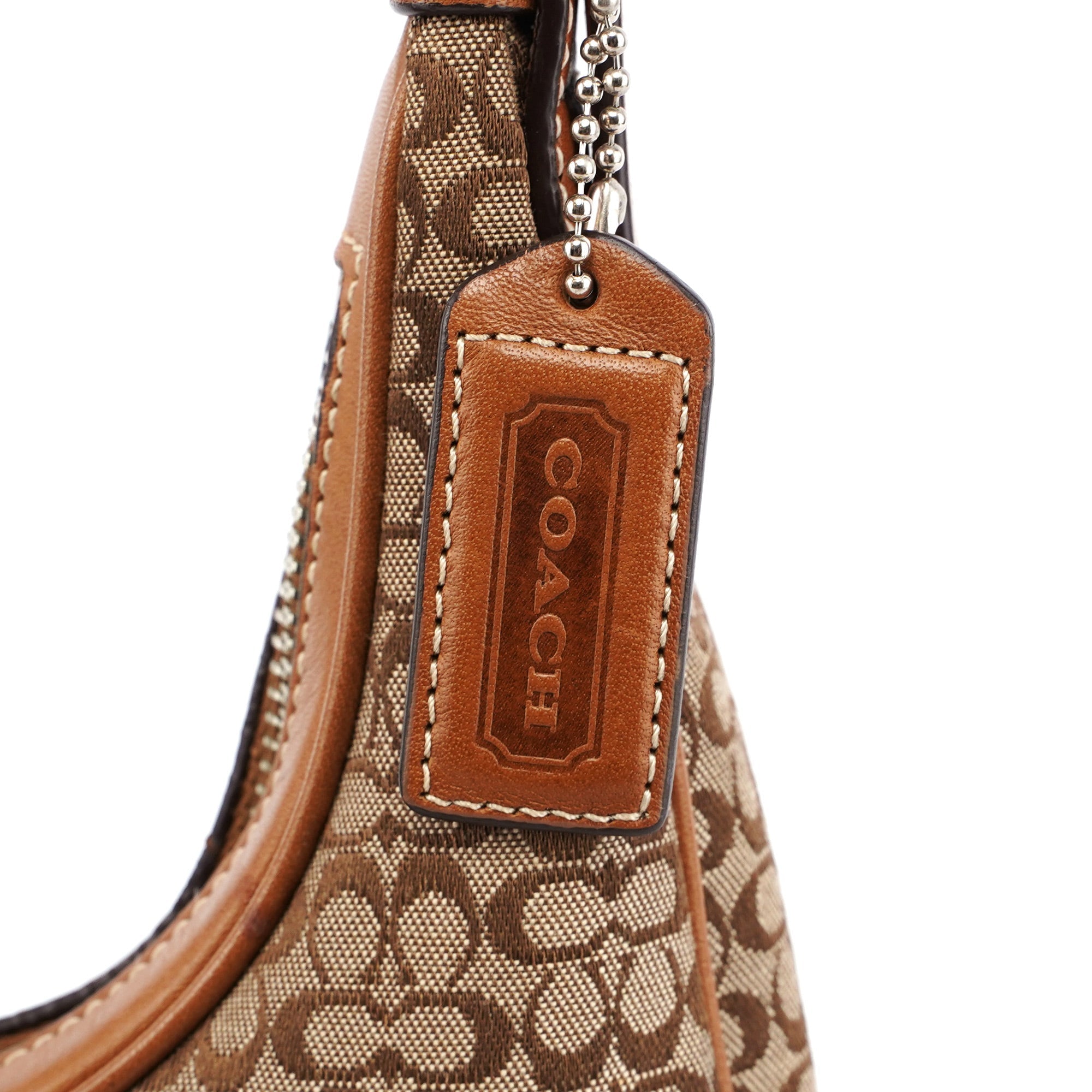 6343 Beige Signature C Crescent Shoulder Bag