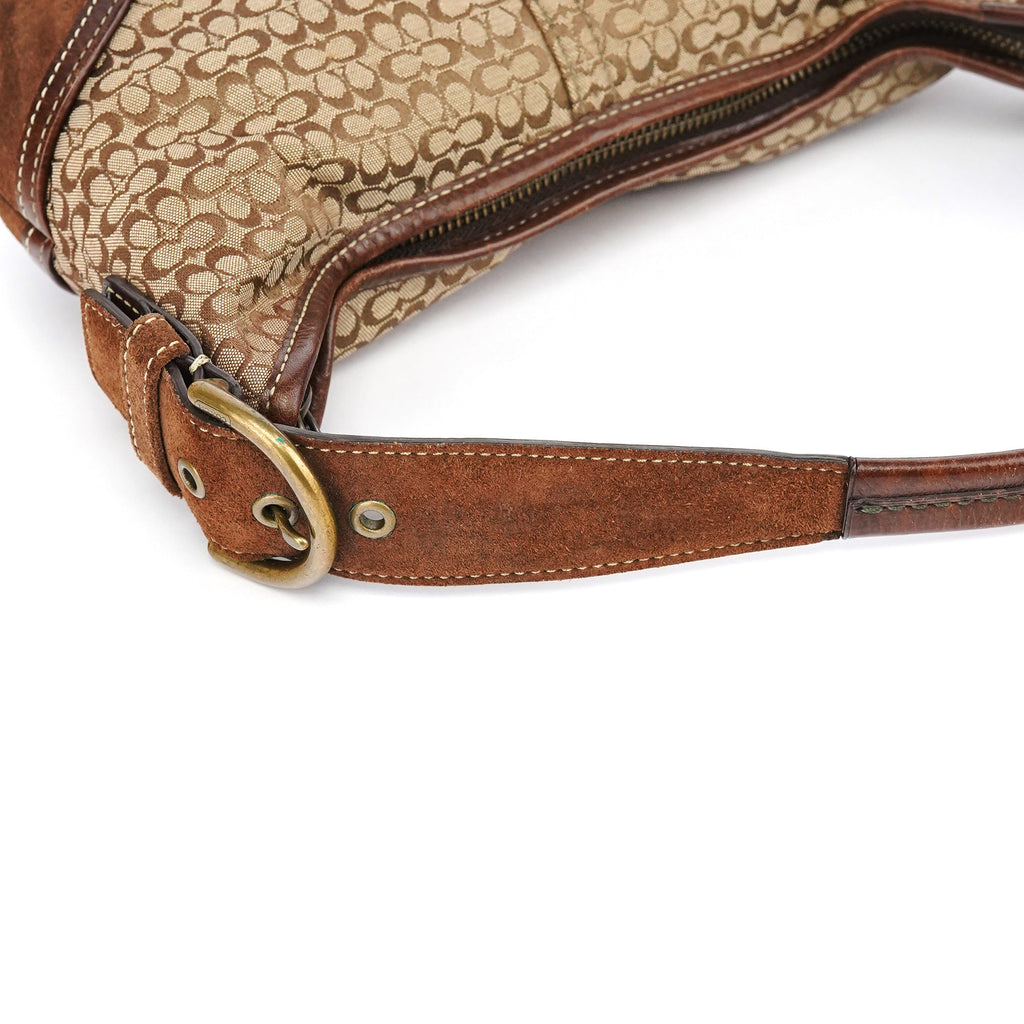6351 Beige Brown Suede Soho Shoulder Bag