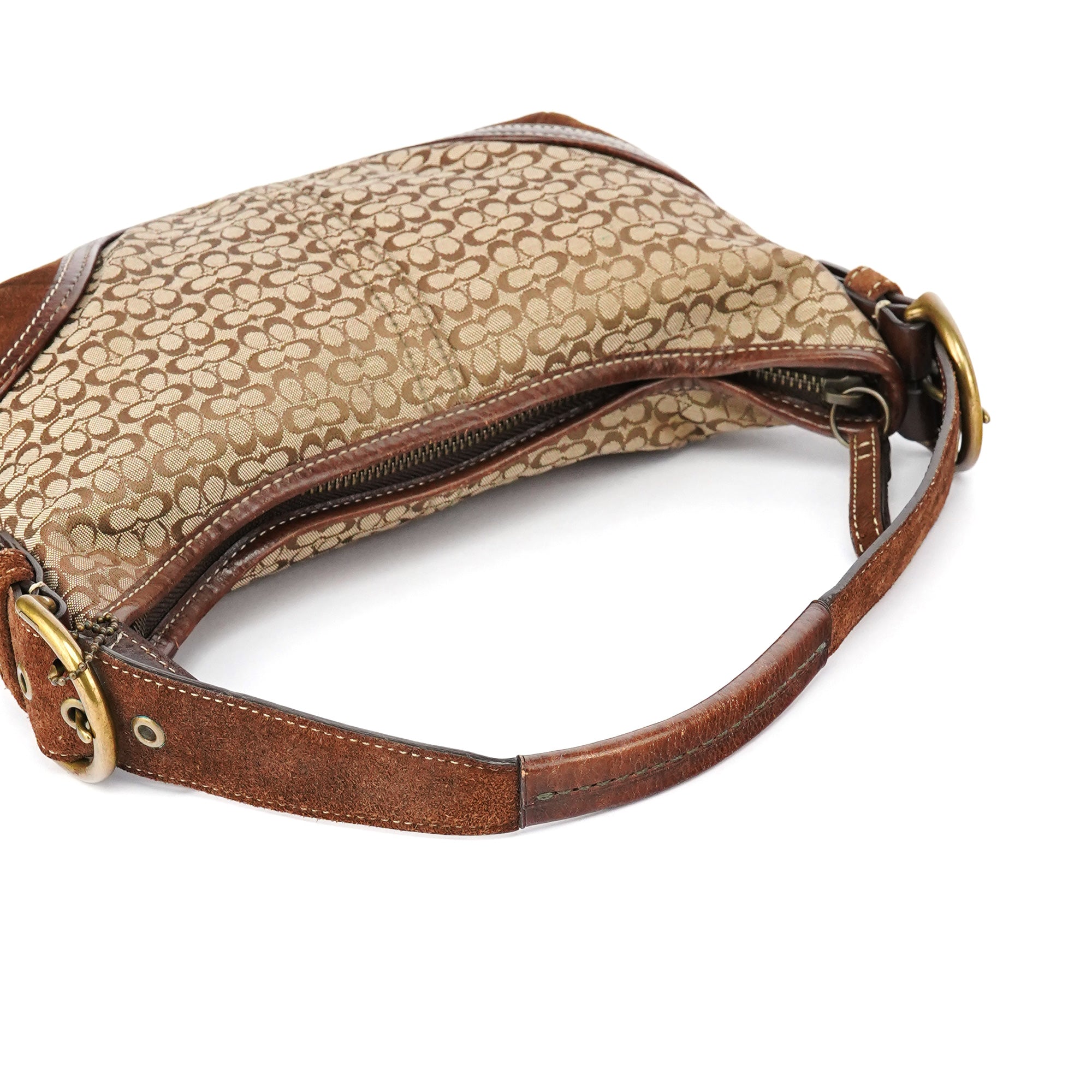 6351 Beige Brown Suede Soho Shoulder Bag