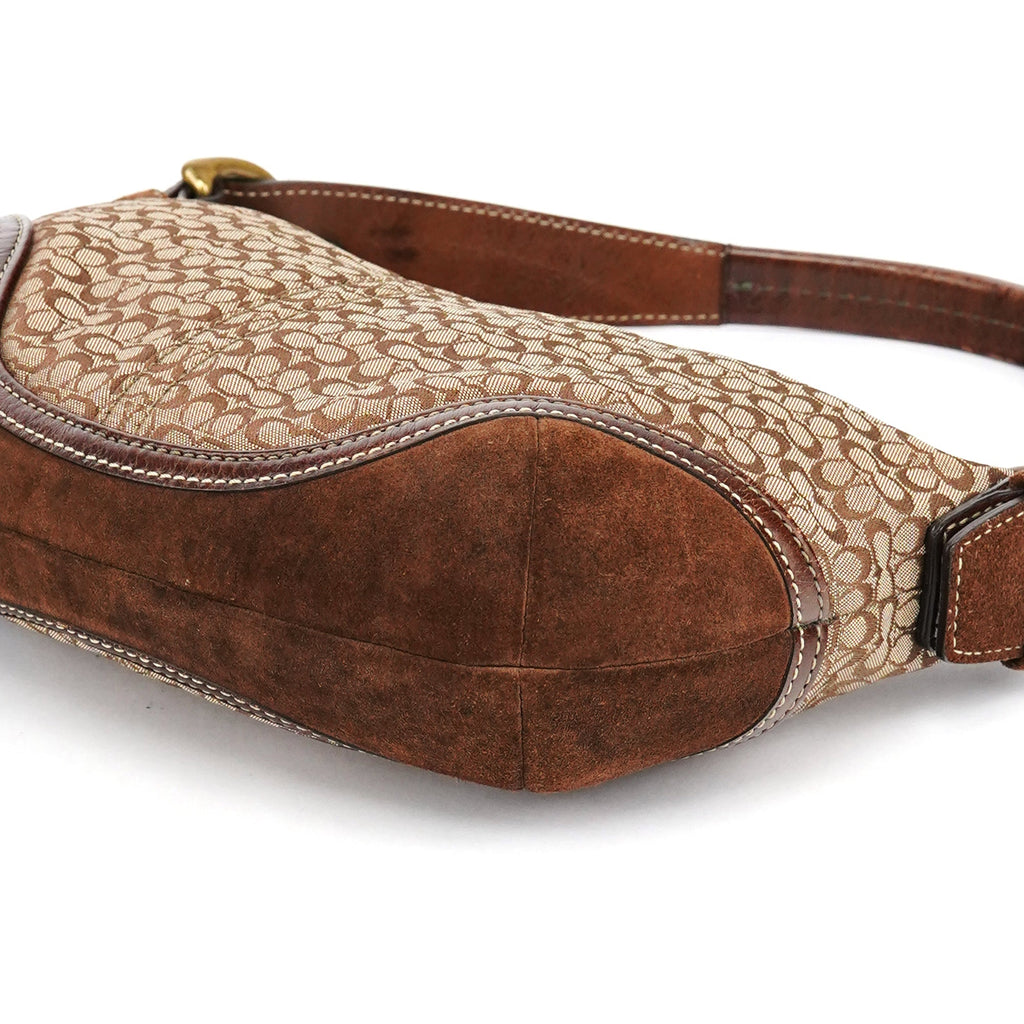 6351 Beige Brown Suede Soho Shoulder Bag