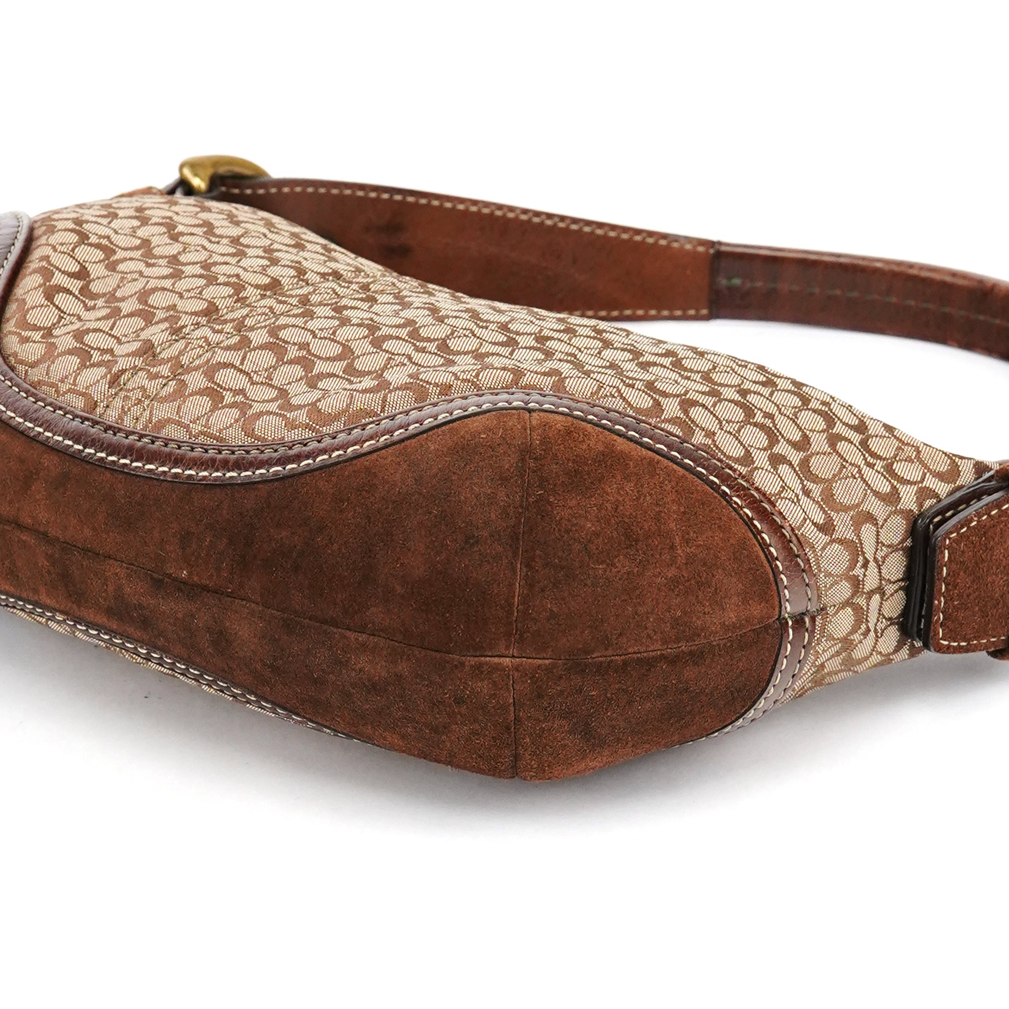 6351 Beige Brown Suede Soho Shoulder Bag