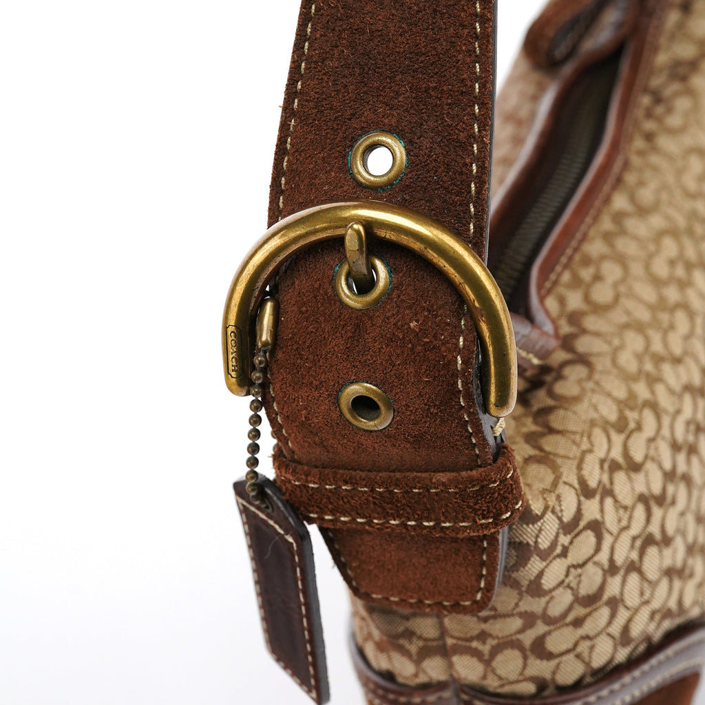 6351 Beige Brown Suede Soho Shoulder Bag