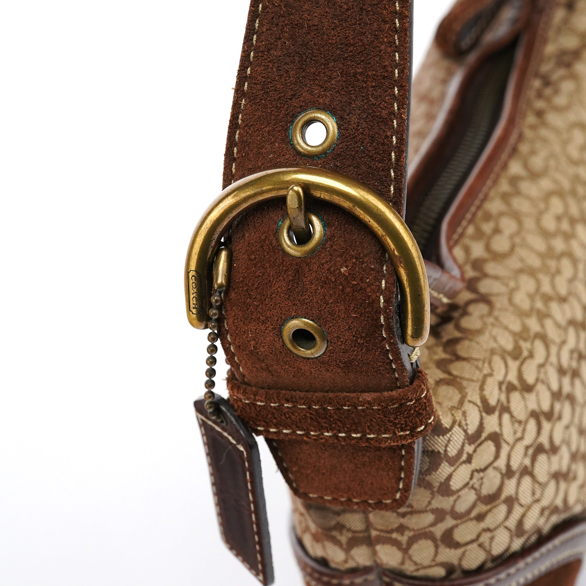 6351 Beige Brown Suede Soho Shoulder Bag