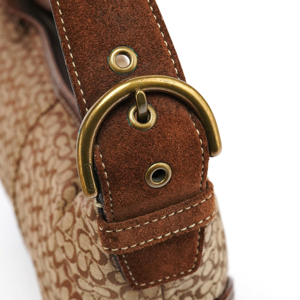 6351 Beige Brown Suede Soho Shoulder Bag