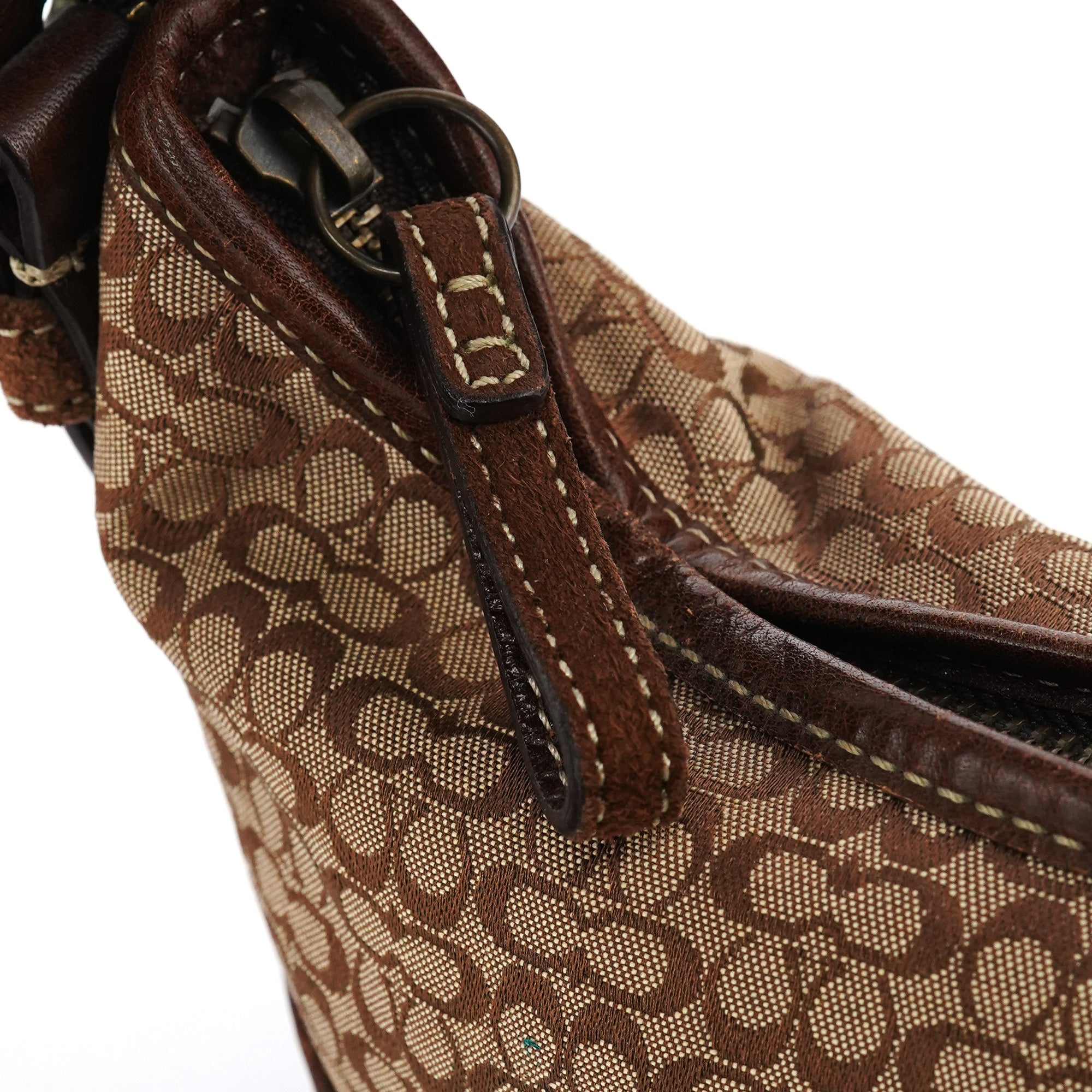 6351 Beige Brown Suede Soho Shoulder Bag