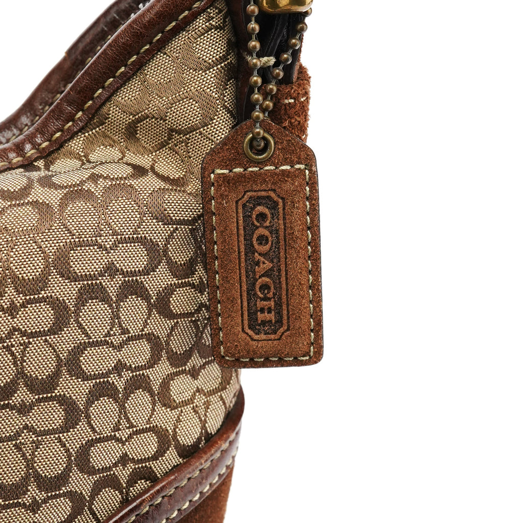 6351 Beige Brown Suede Soho Shoulder Bag