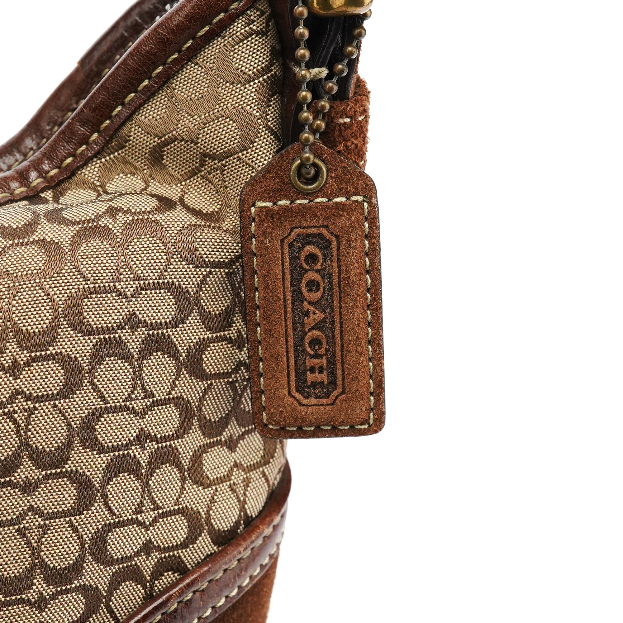 6351 Beige Brown Suede Soho Shoulder Bag