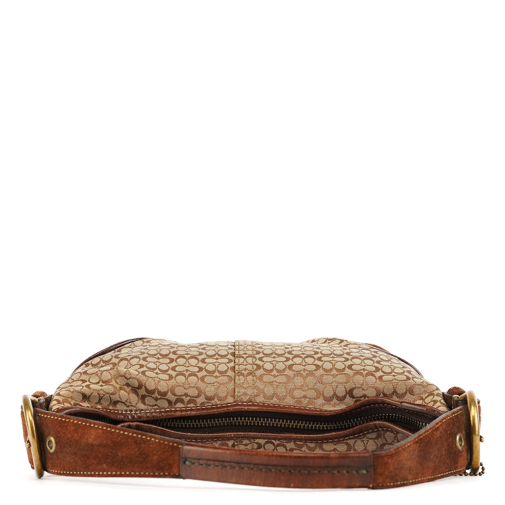6351 Beige Brown Suede Soho Shoulder Bag