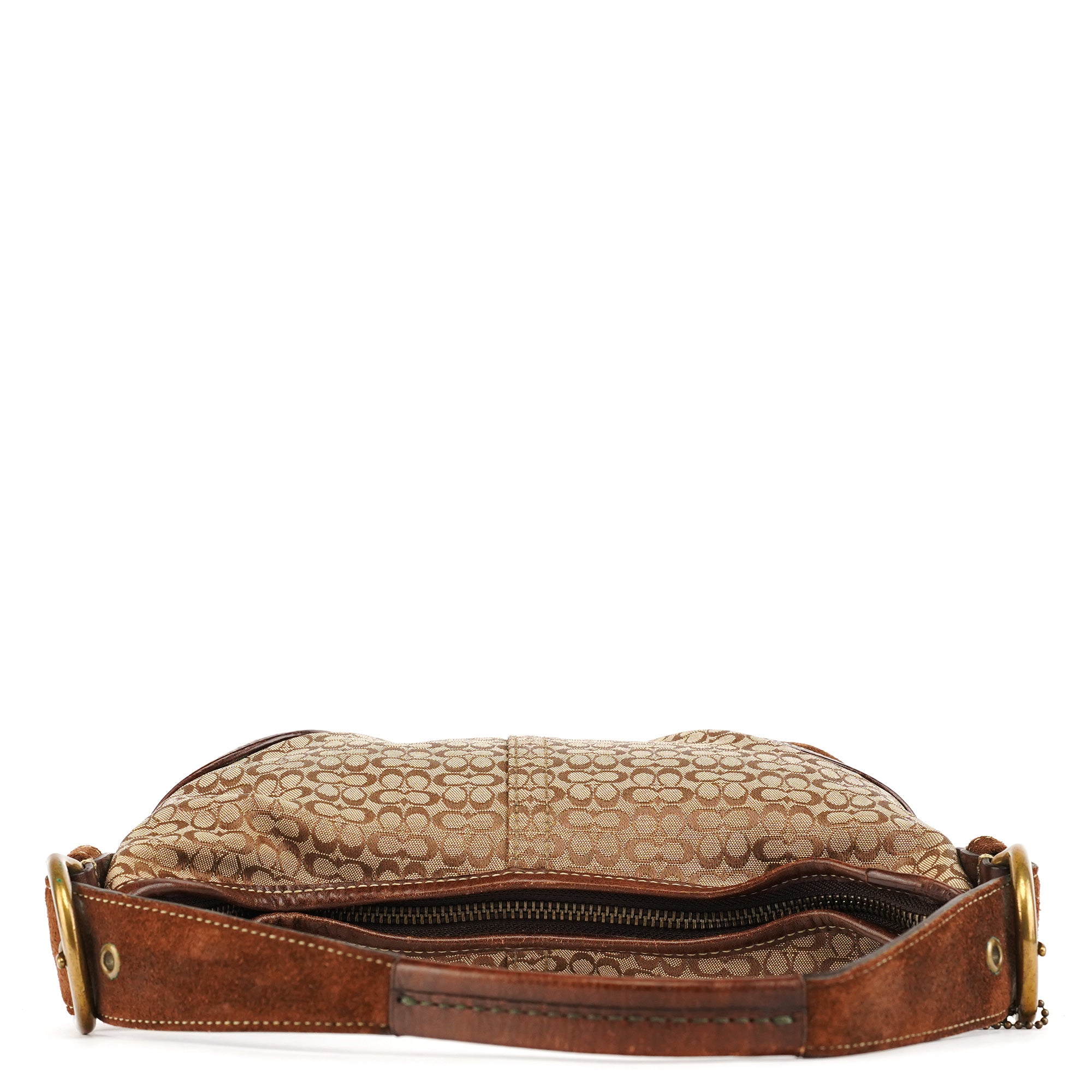 6351 Beige Brown Suede Soho Shoulder Bag