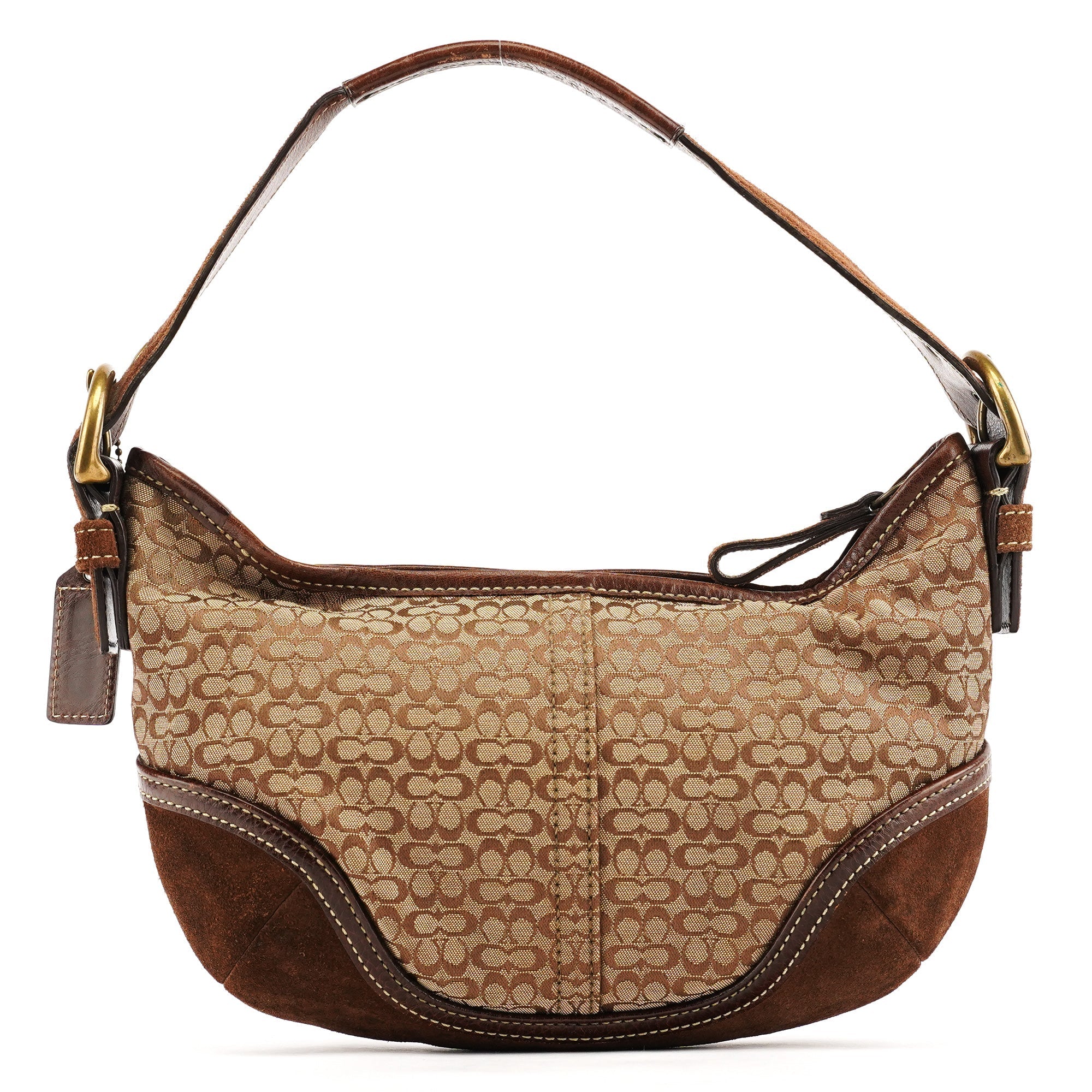 6351 Beige Brown Suede Soho Shoulder Bag