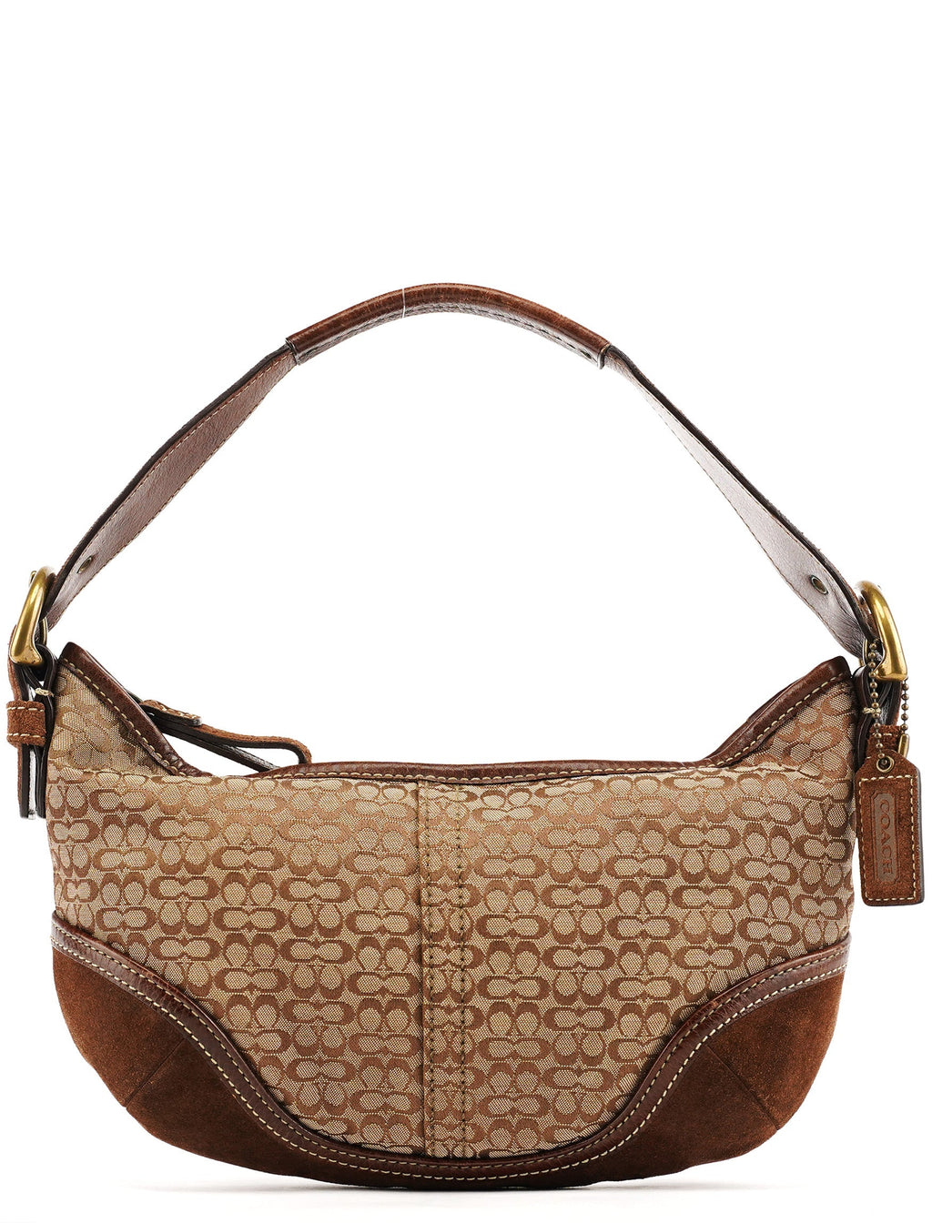 6351 Beige Brown Suede Soho Shoulder Bag