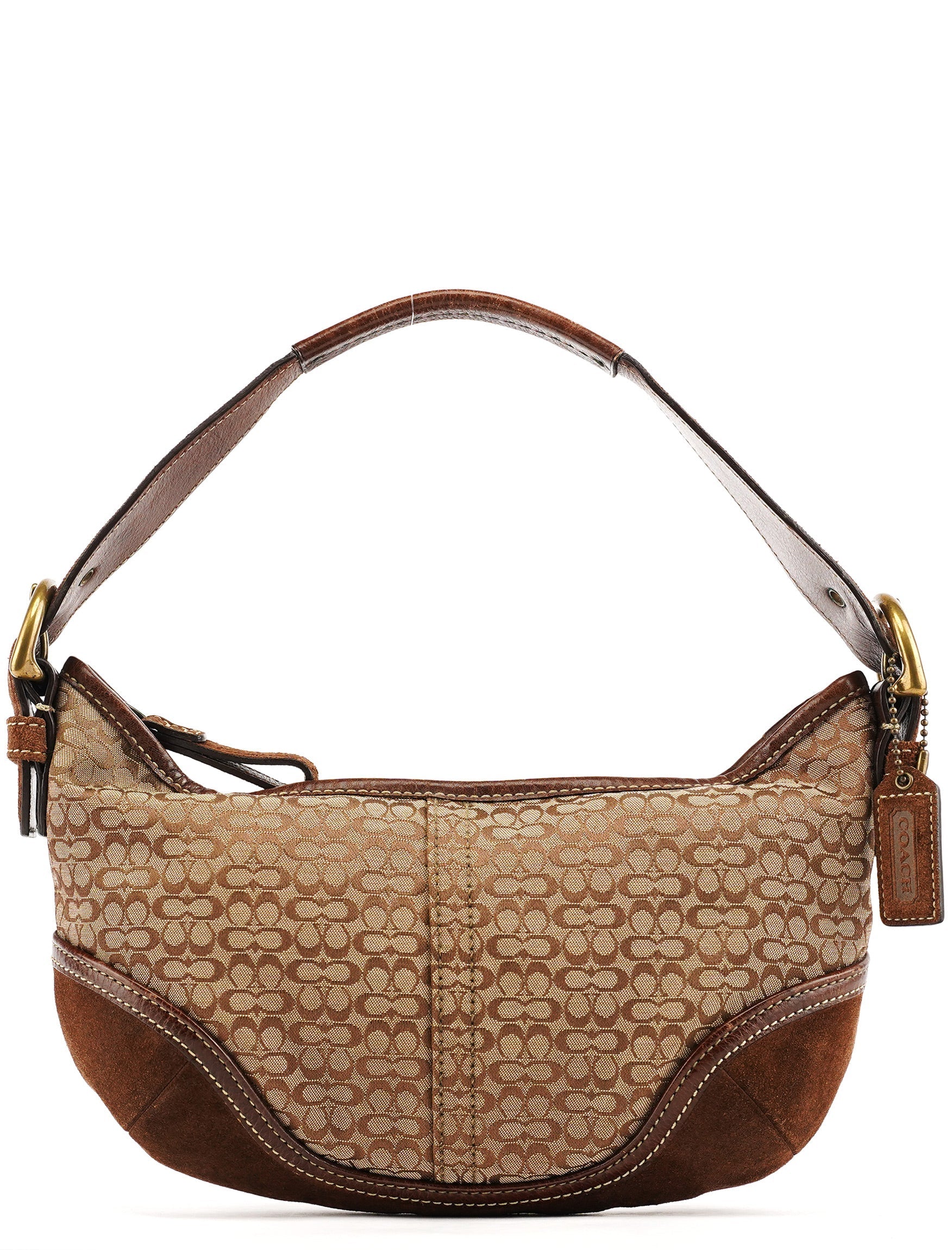 6351 Beige Brown Suede Soho Shoulder Bag