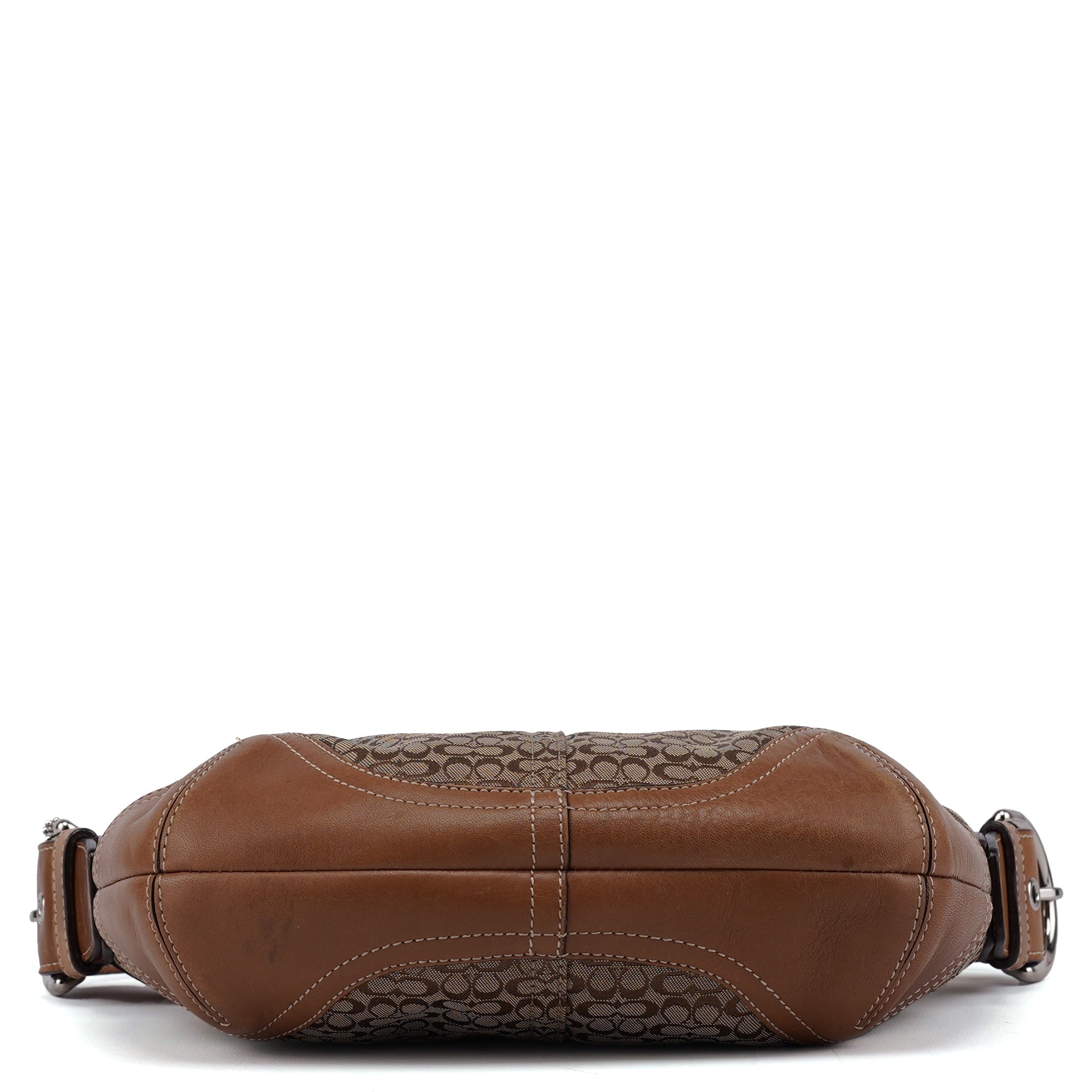 6351 Beige Signature C Crescent Shoulder Bag