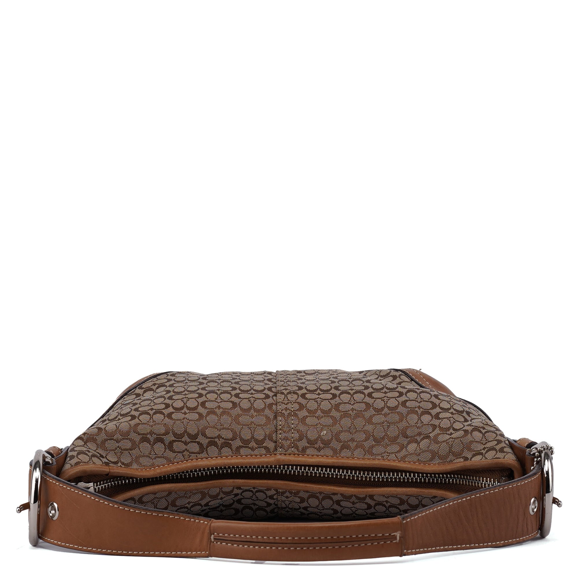 6351 Beige Signature C Crescent Shoulder Bag