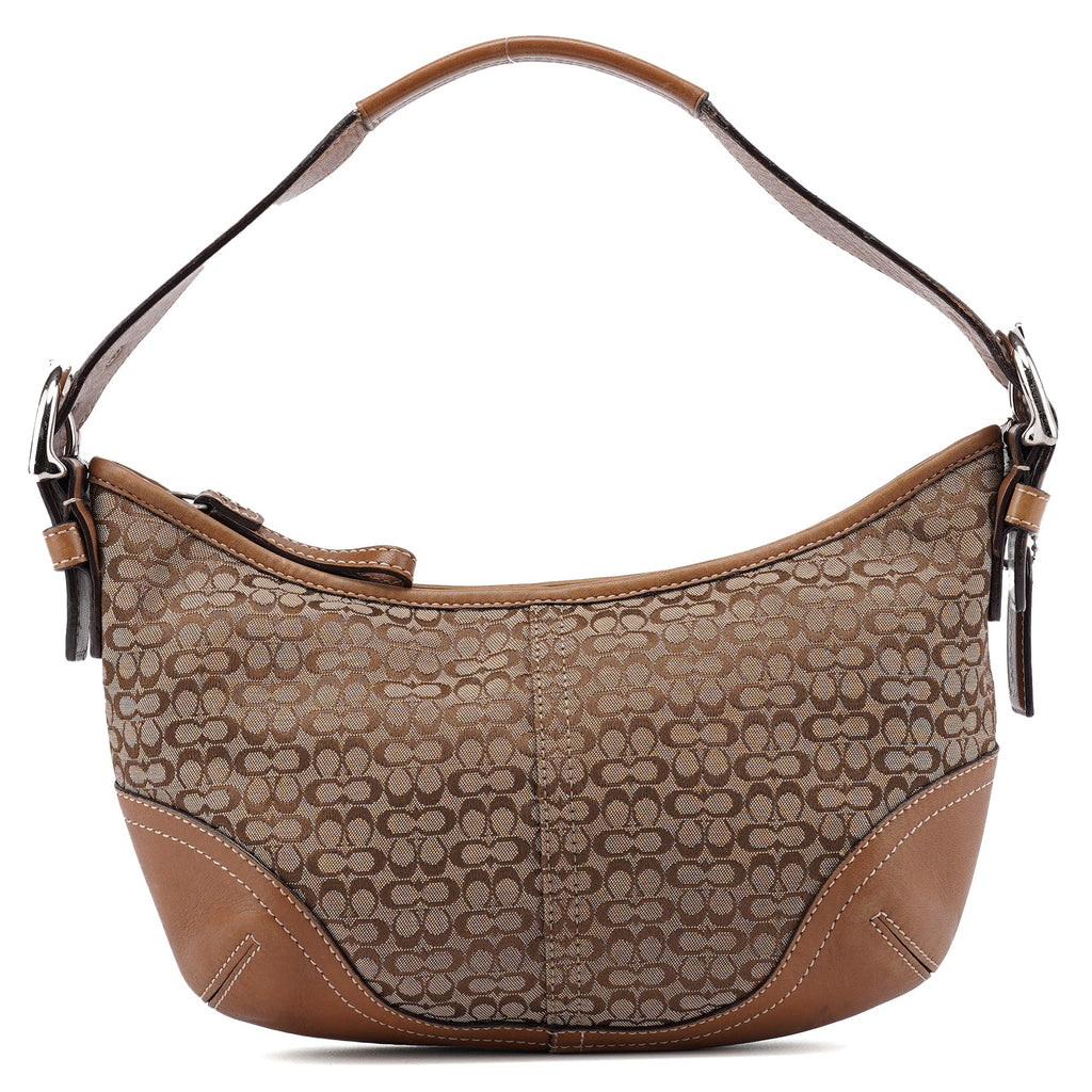 6351 Beige Signature C Crescent Shoulder Bag